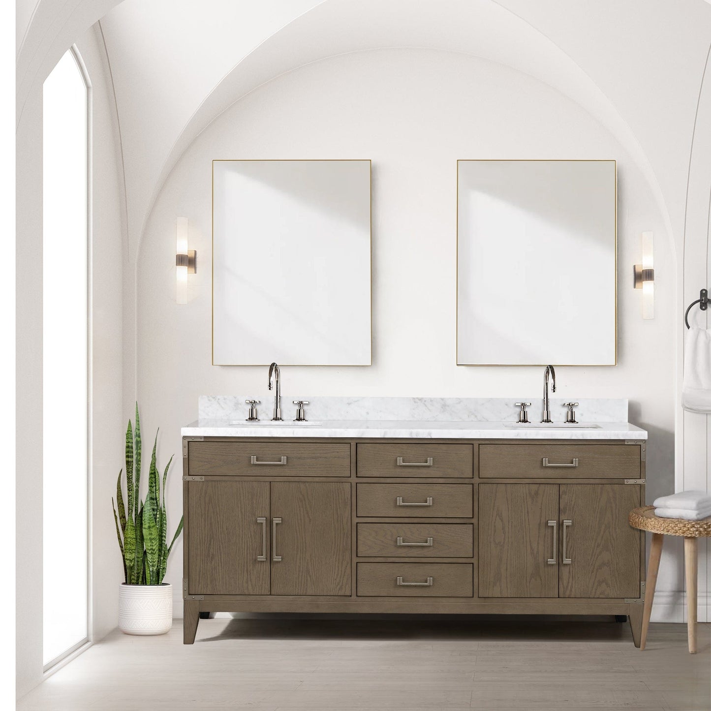 Lexora Bathroom Vanity Grey Oak / No Faucet / No Mirror Laurel 72 " x 22" Double Bath Vanity