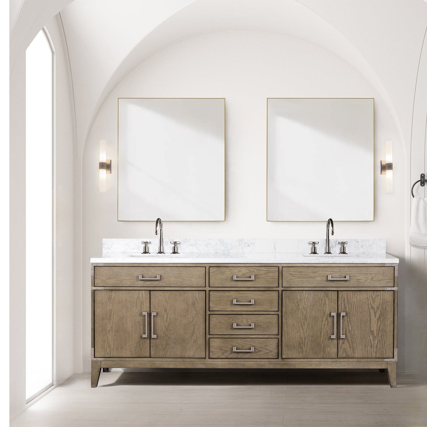 Lexora Bathroom Vanity Grey Oak / No Faucet / No Mirror Laurel 80" x 22" Double Bath Vanity