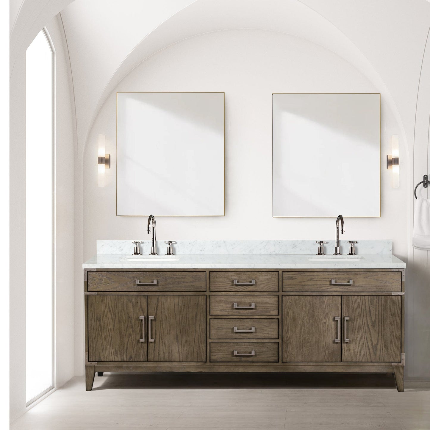 Lexora Bathroom Vanity Grey Oak / No Faucet / No Mirror Laurel 84" x 22" Double Bath Vanity