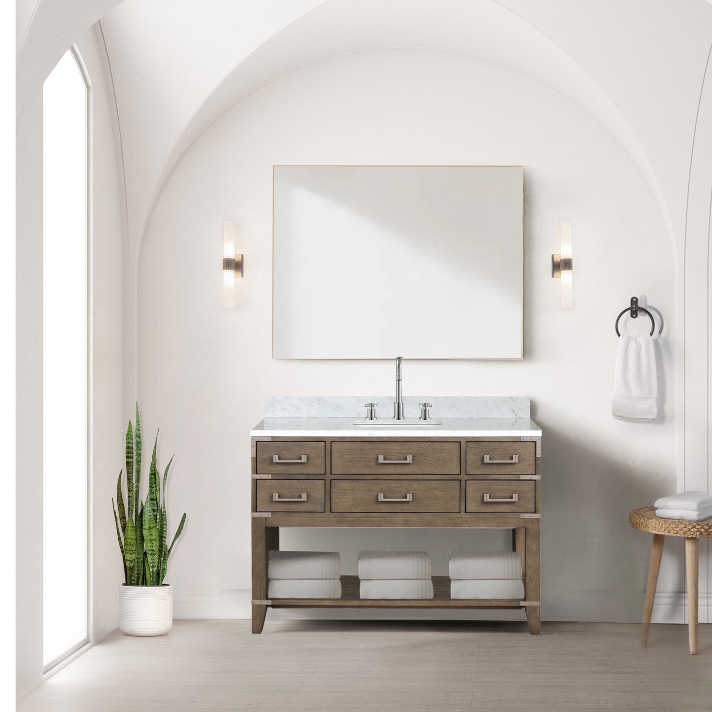 Lexora Bathroom Vanity Grey Oak / No Faucet / No Mirror Norwalk 48" x 22" Single Bath Vanity