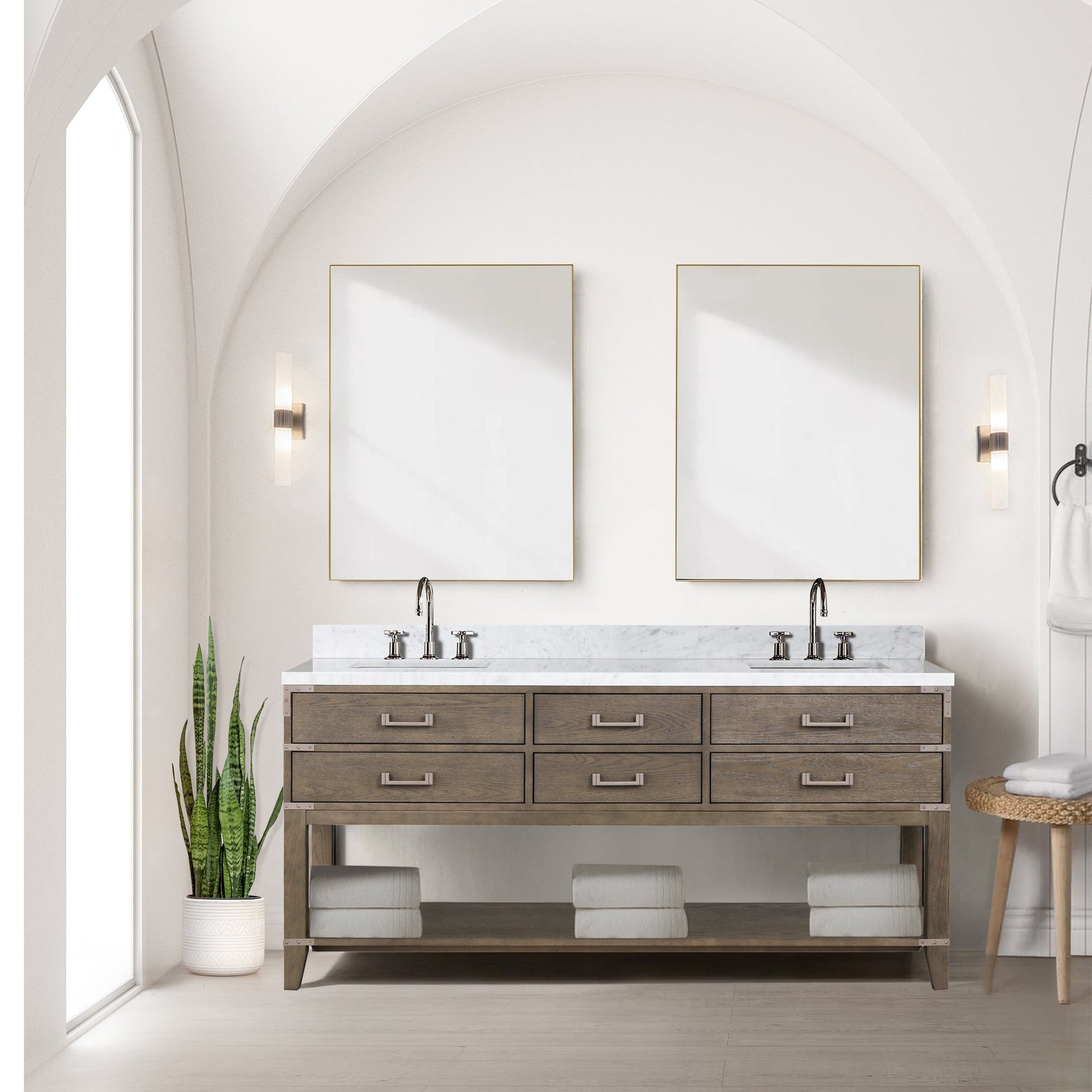 Lexora Bathroom Vanity Grey Oak / No Faucet / No Mirror Norwalk 72" x 22" Double Bath Vanity