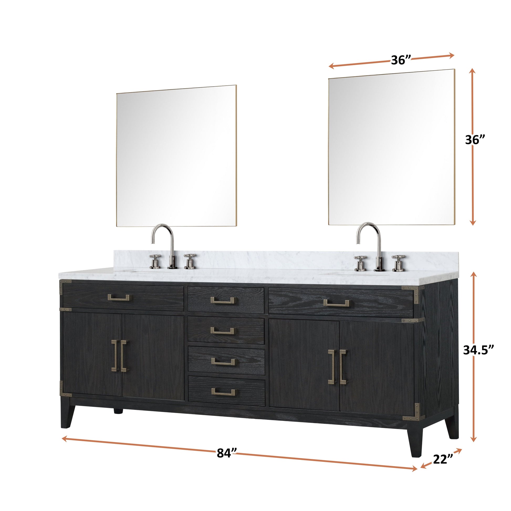 Lexora Bathroom Vanity Laurel 84" x 22" Double Bath Vanity