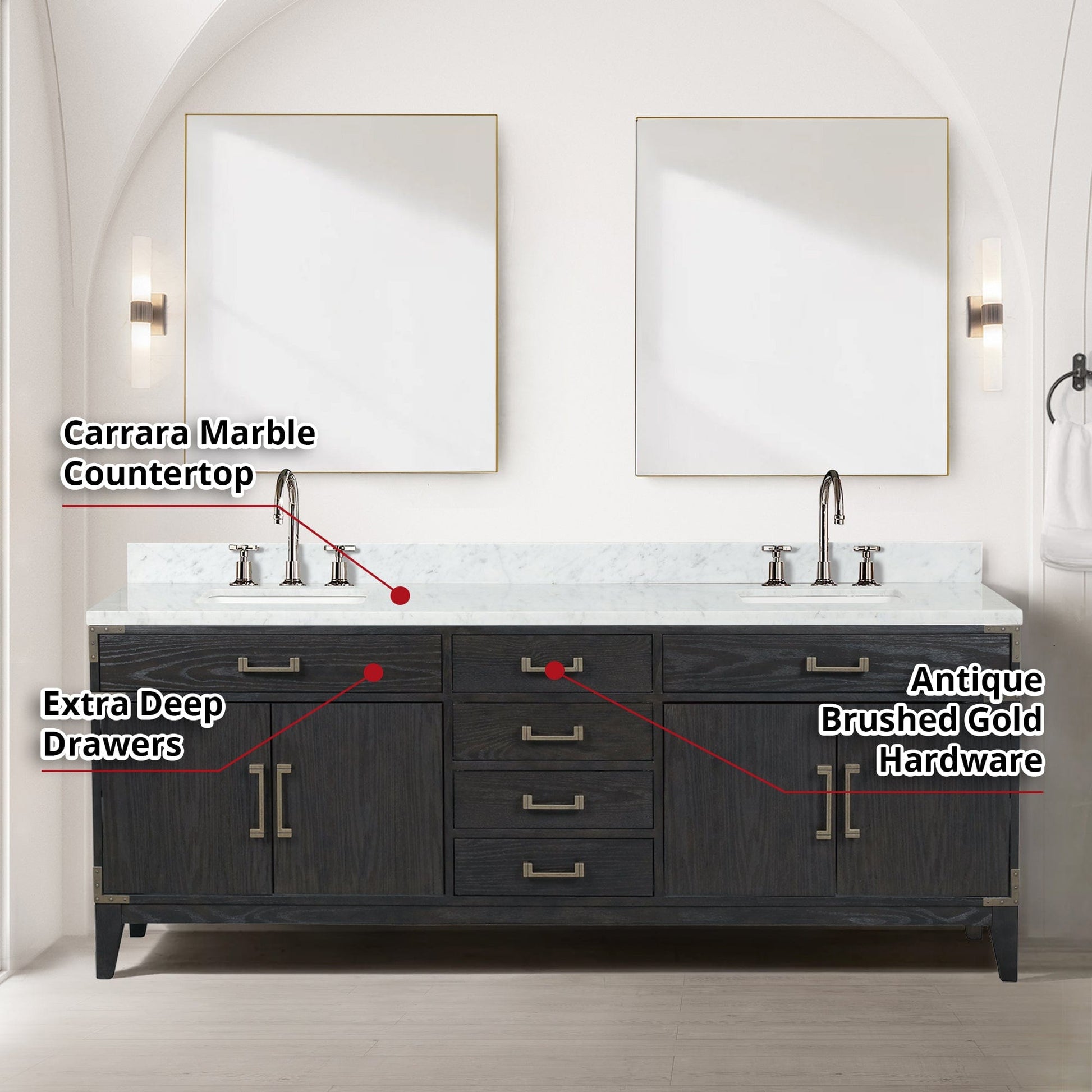 Lexora Bathroom Vanity Laurel 84" x 22" Double Bath Vanity