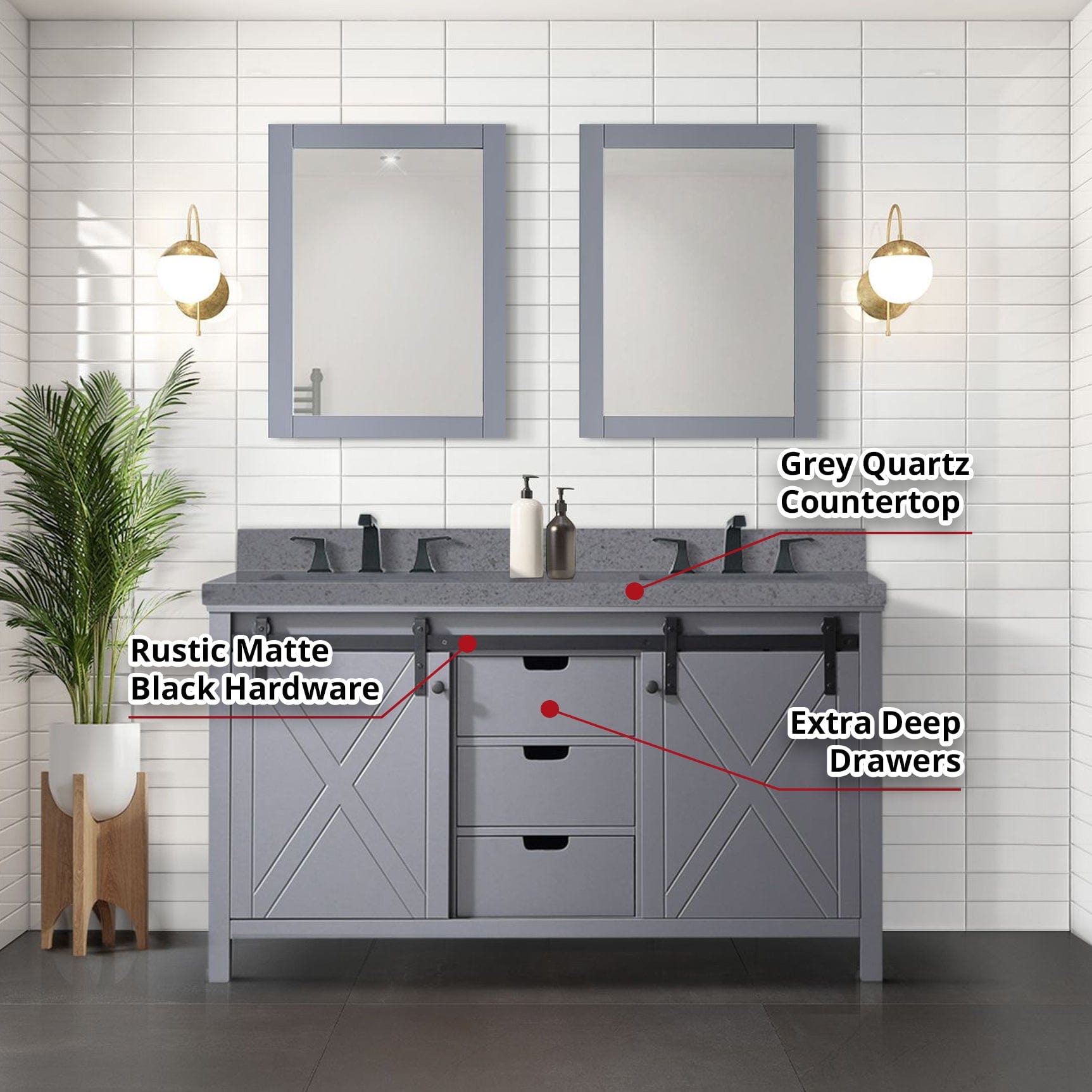 Bell + Modern Bathroom Vanity Ketchum 60" x 22" Double Bath Vanity