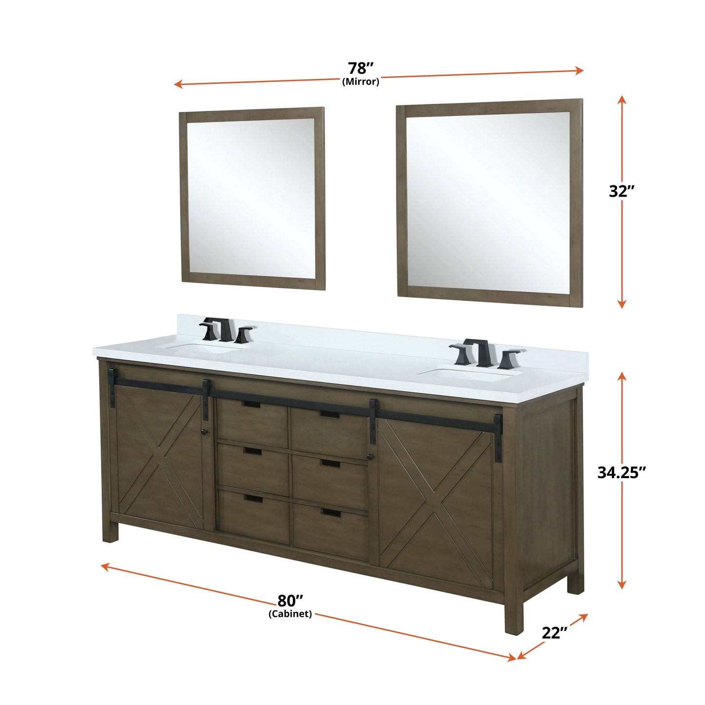 Bell + Modern Bathroom Vanity Ketchum 80" x 22" Double Bath Vanity