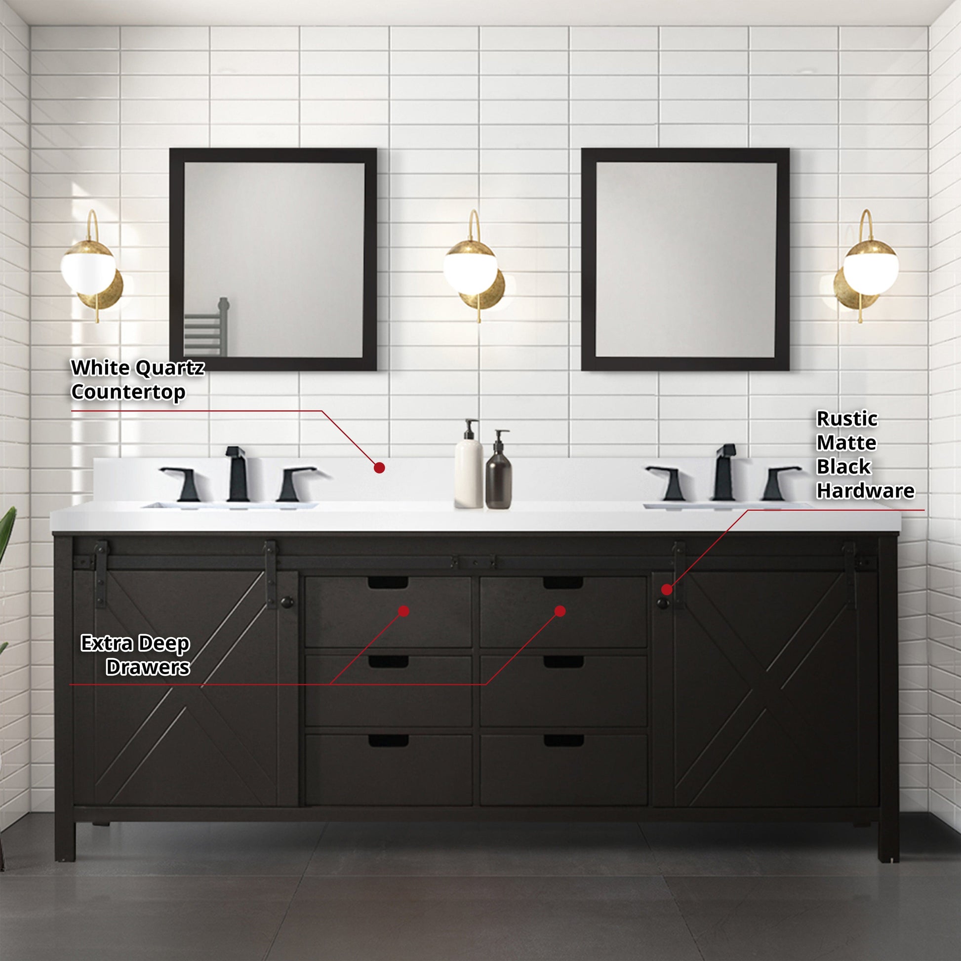 Bell + Modern Bathroom Vanity Ketchum 84" x 22" Double Bath Vanity