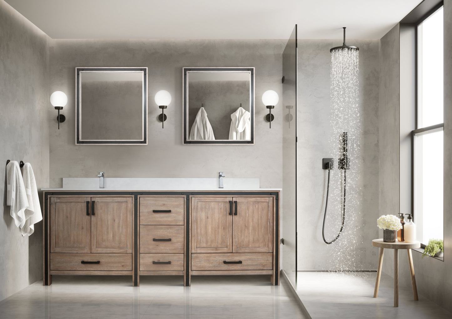 Bell + Modern Bathroom Vanity Rustic Barnwood / No Countertop / No Mirror Augustine 84" x 22" Double Bath Vanity