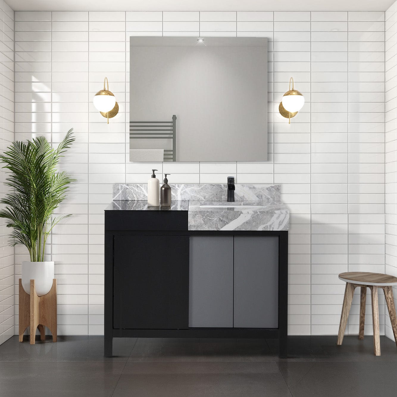 Lexora Bathroom Vanity Vinter 42" Black and Grey Vanity