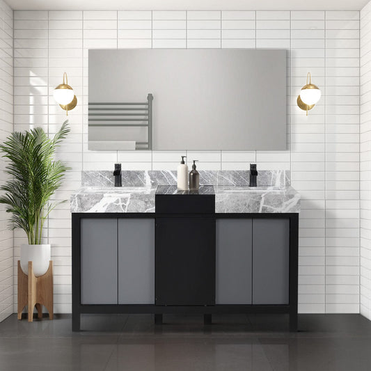 Lexora Bathroom Vanity Vinter 55" Black and Grey Double Vanity