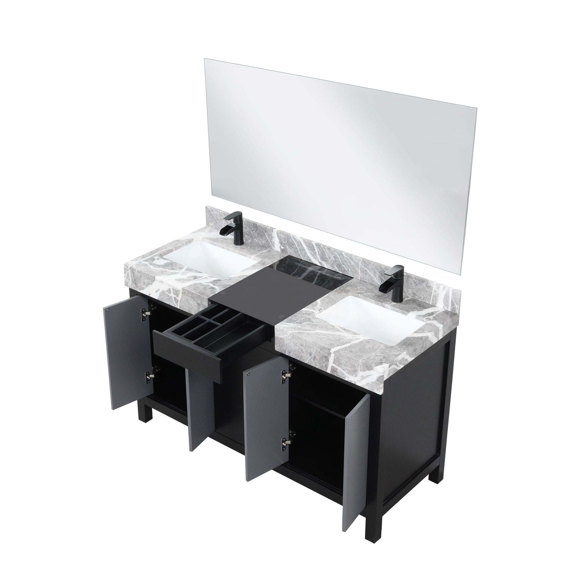 Lexora Bathroom Vanity Vinter 55" Black and Grey Double Vanity