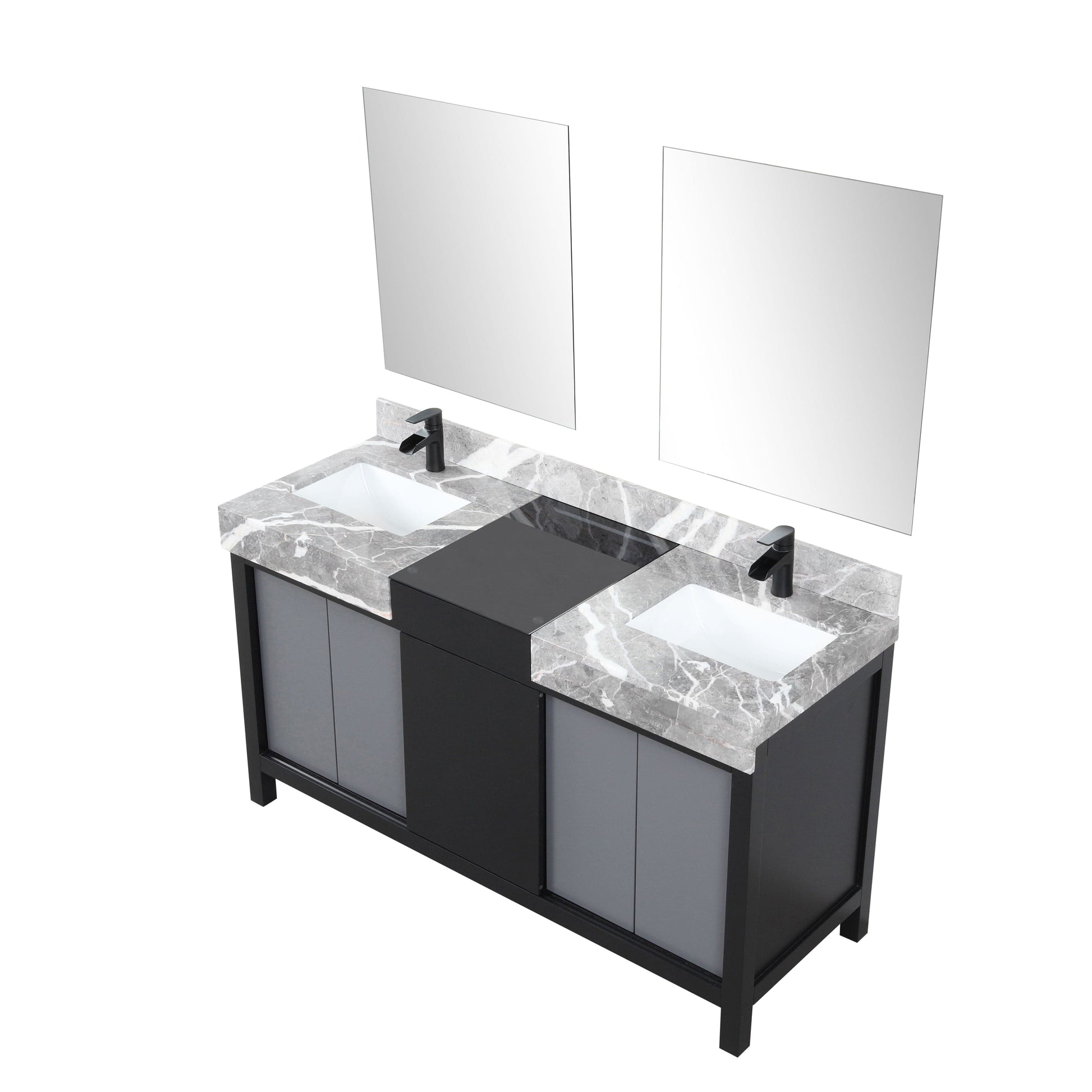 Lexora Bathroom Vanity Vinter 60" Black and Grey Double Vanity