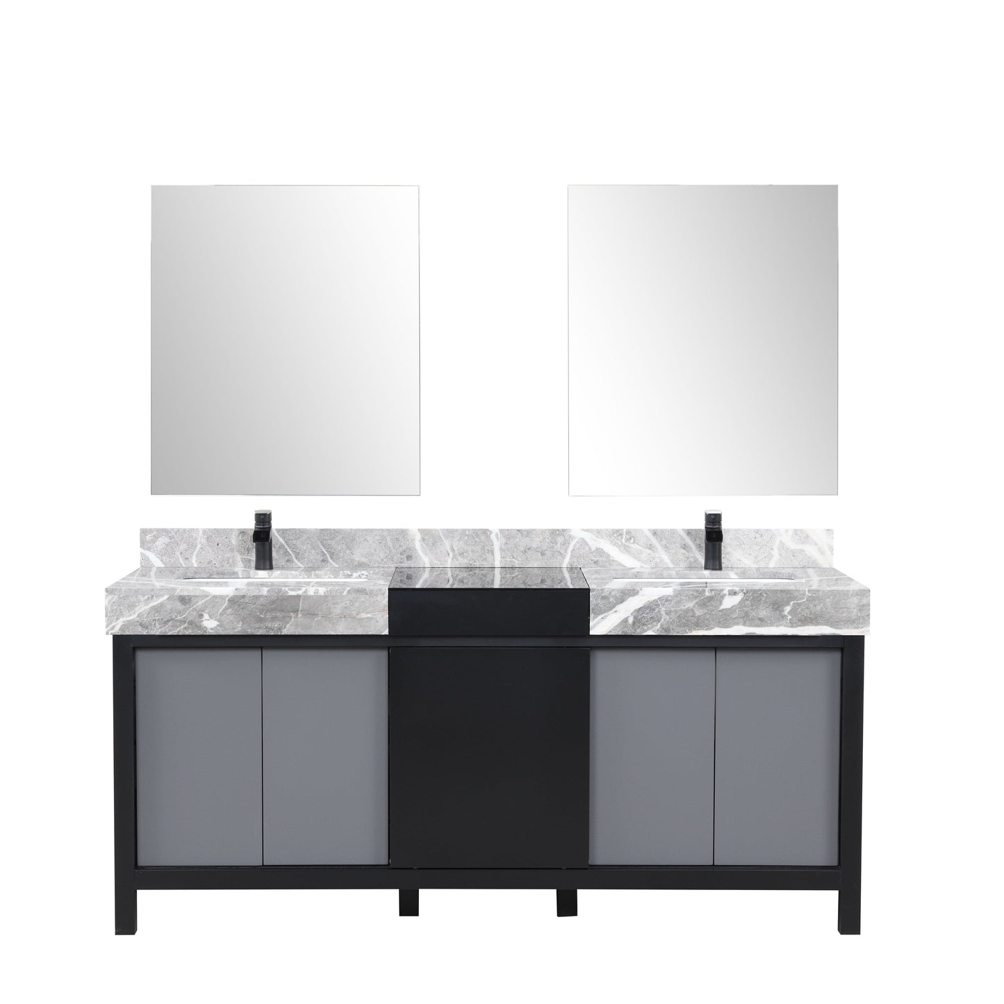 Lexora Bathroom Vanity Vinter 72" Black and Grey Double Vanity