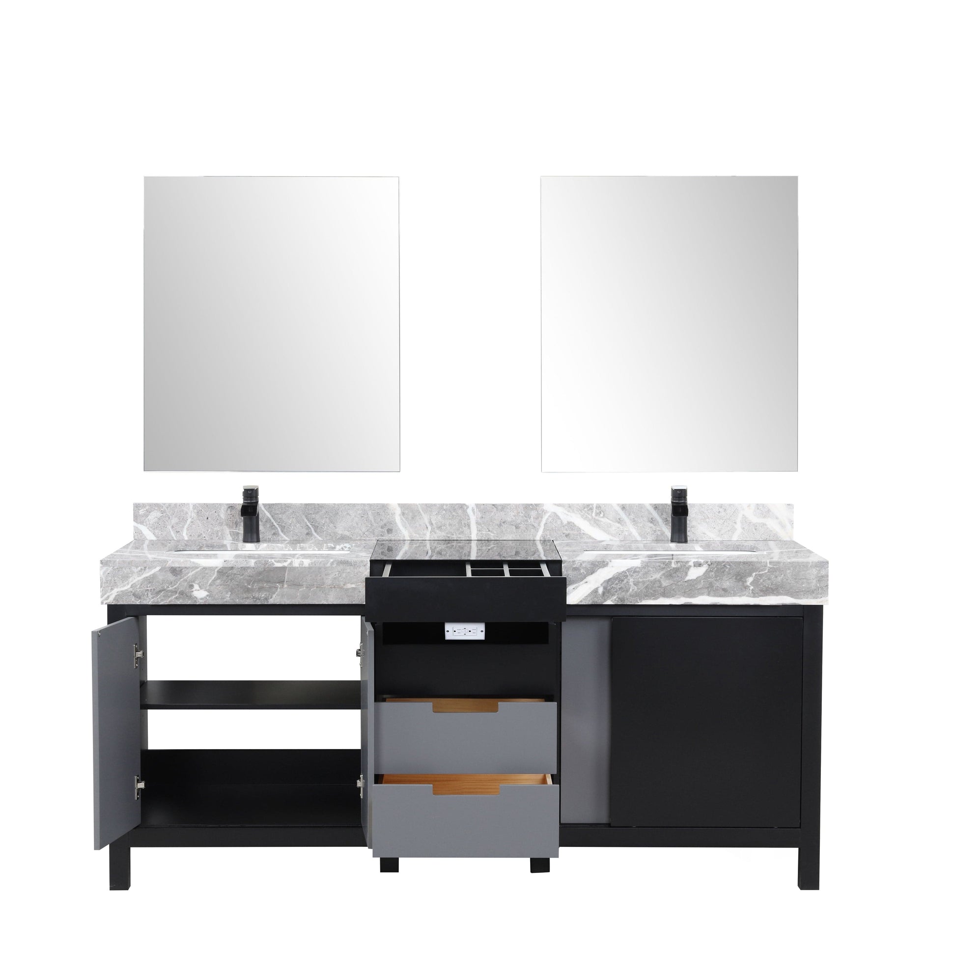 Lexora Bathroom Vanity Vinter 72" Black and Grey Double Vanity