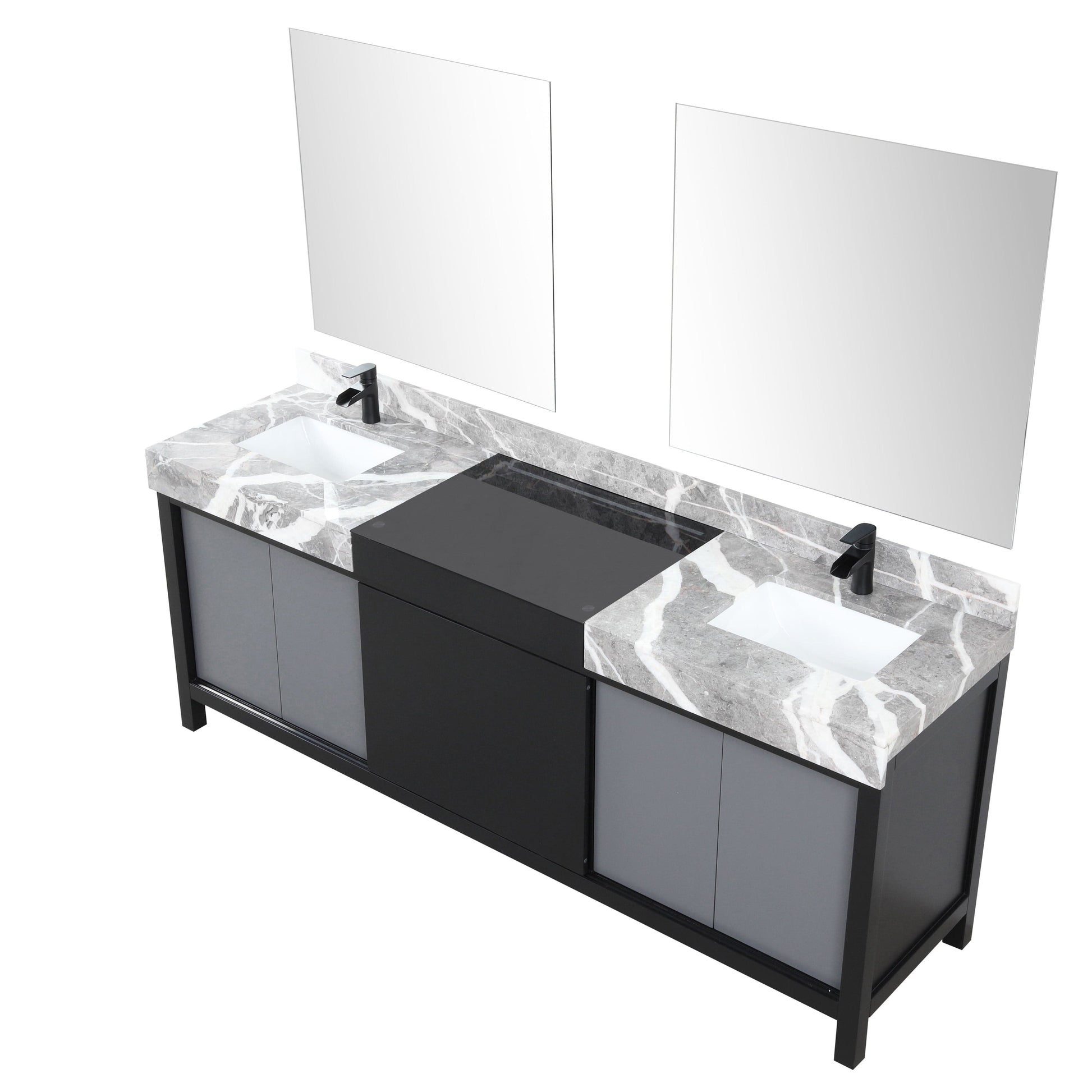 Lexora Bathroom Vanity Vinter 84" Black and Grey Double Vanity