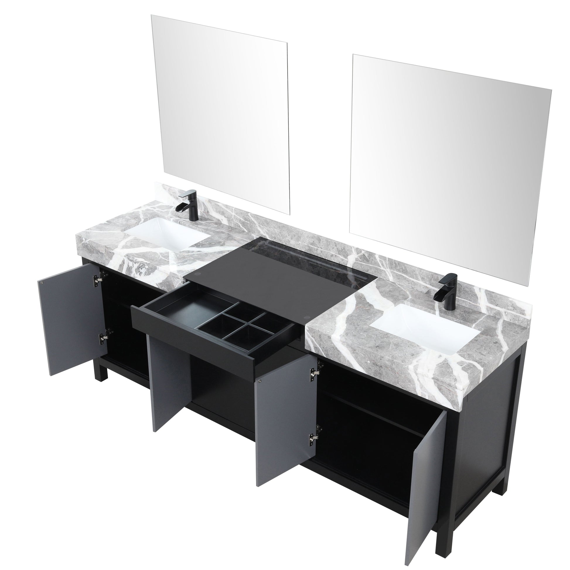 Lexora Bathroom Vanity Vinter 84" Black and Grey Double Vanity