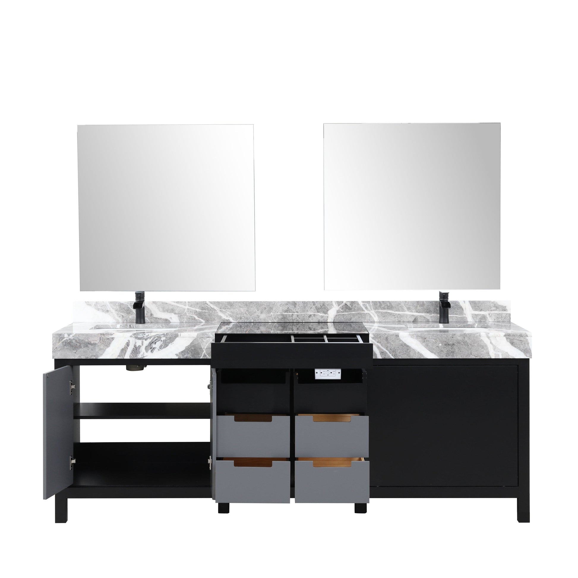 Lexora Bathroom Vanity Vinter 84" Black and Grey Double Vanity