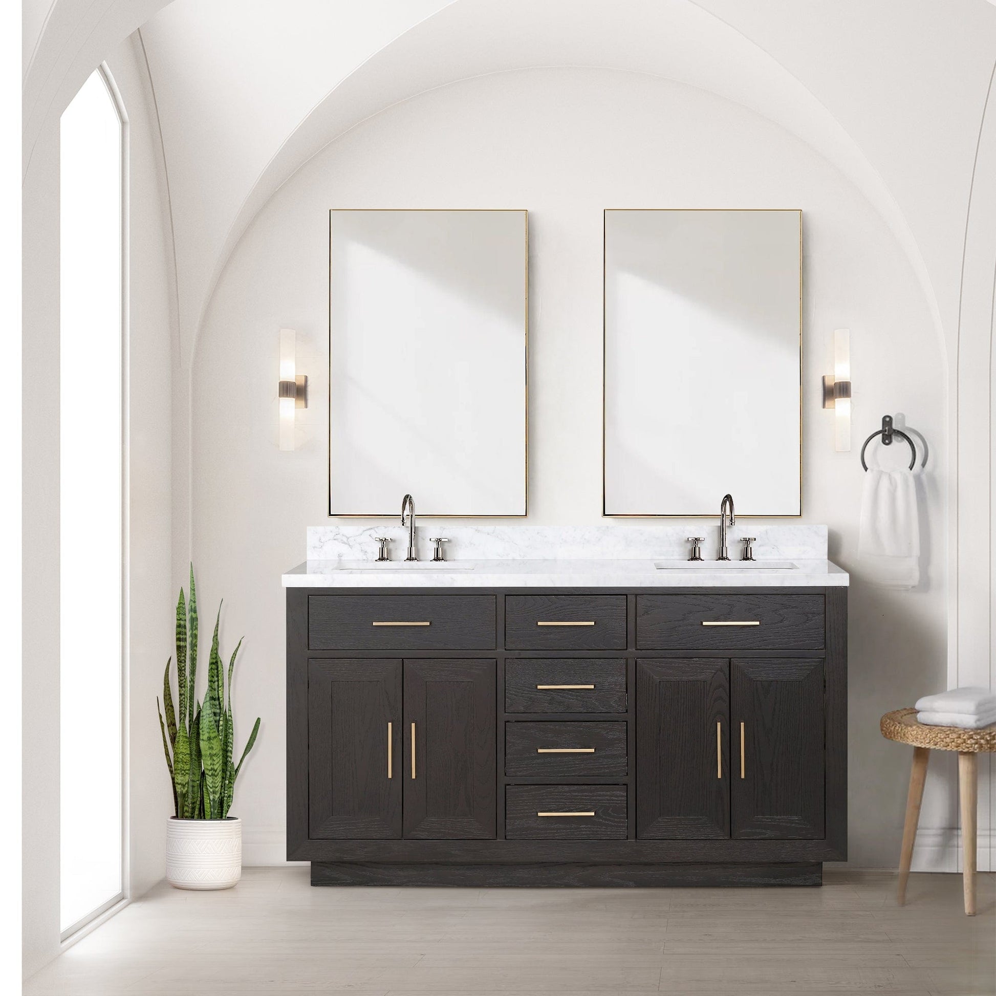 Lexora Bathroom Vanity Abbey 60" x 32" Double Bath Vanity