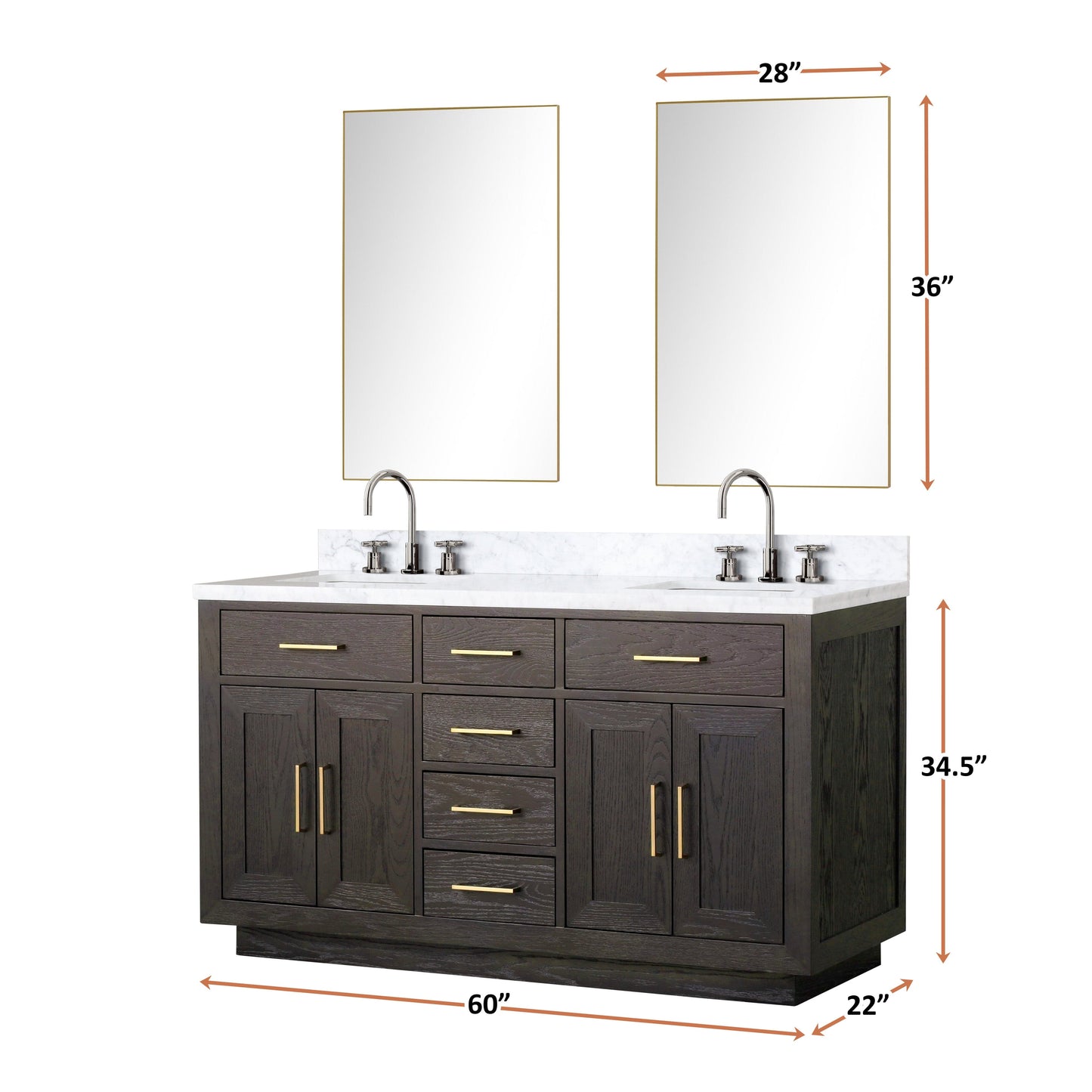 Lexora Bathroom Vanity Abbey 60" x 32" Double Bath Vanity