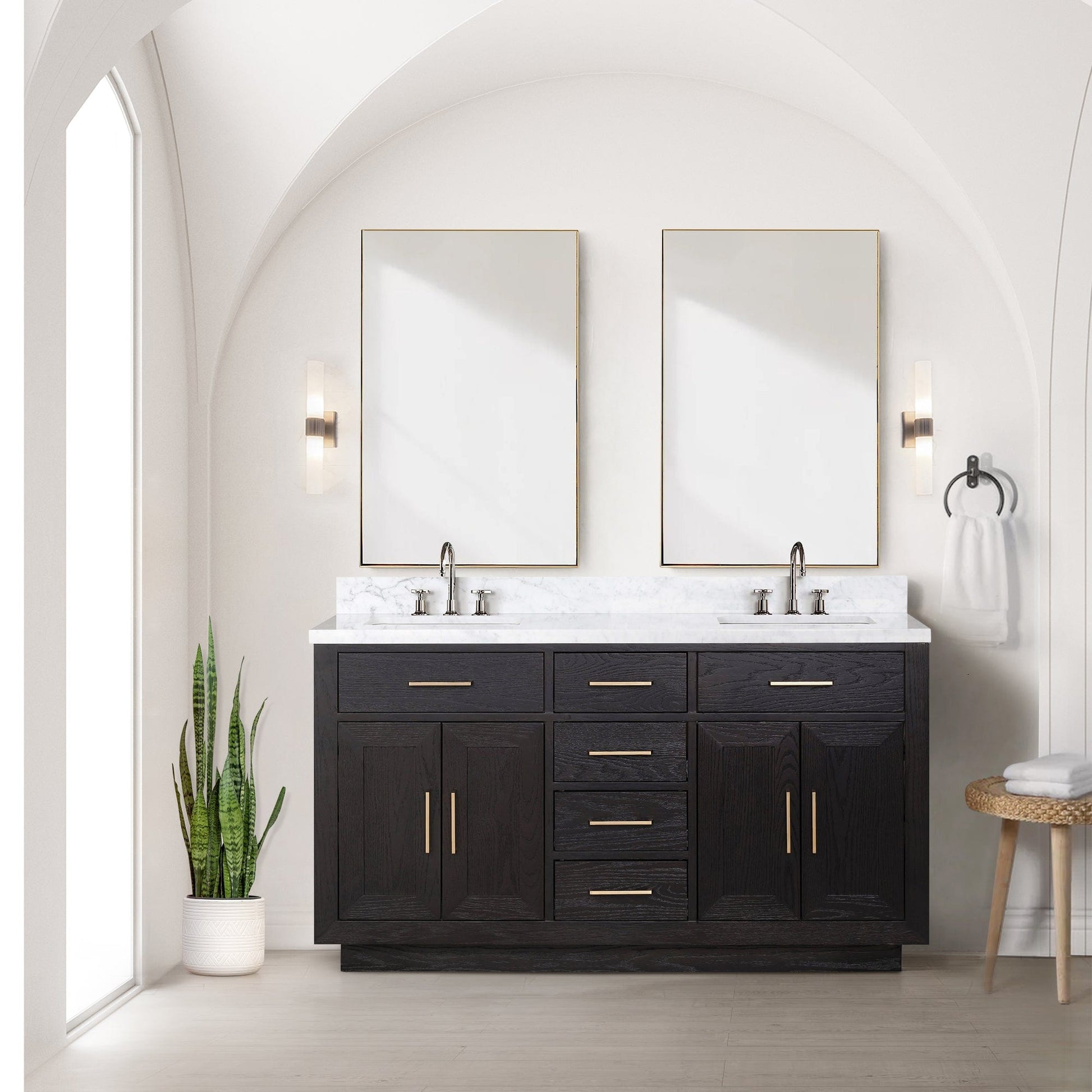 Lexora Bathroom Vanity Abbey 60" x 32" Double Bath Vanity