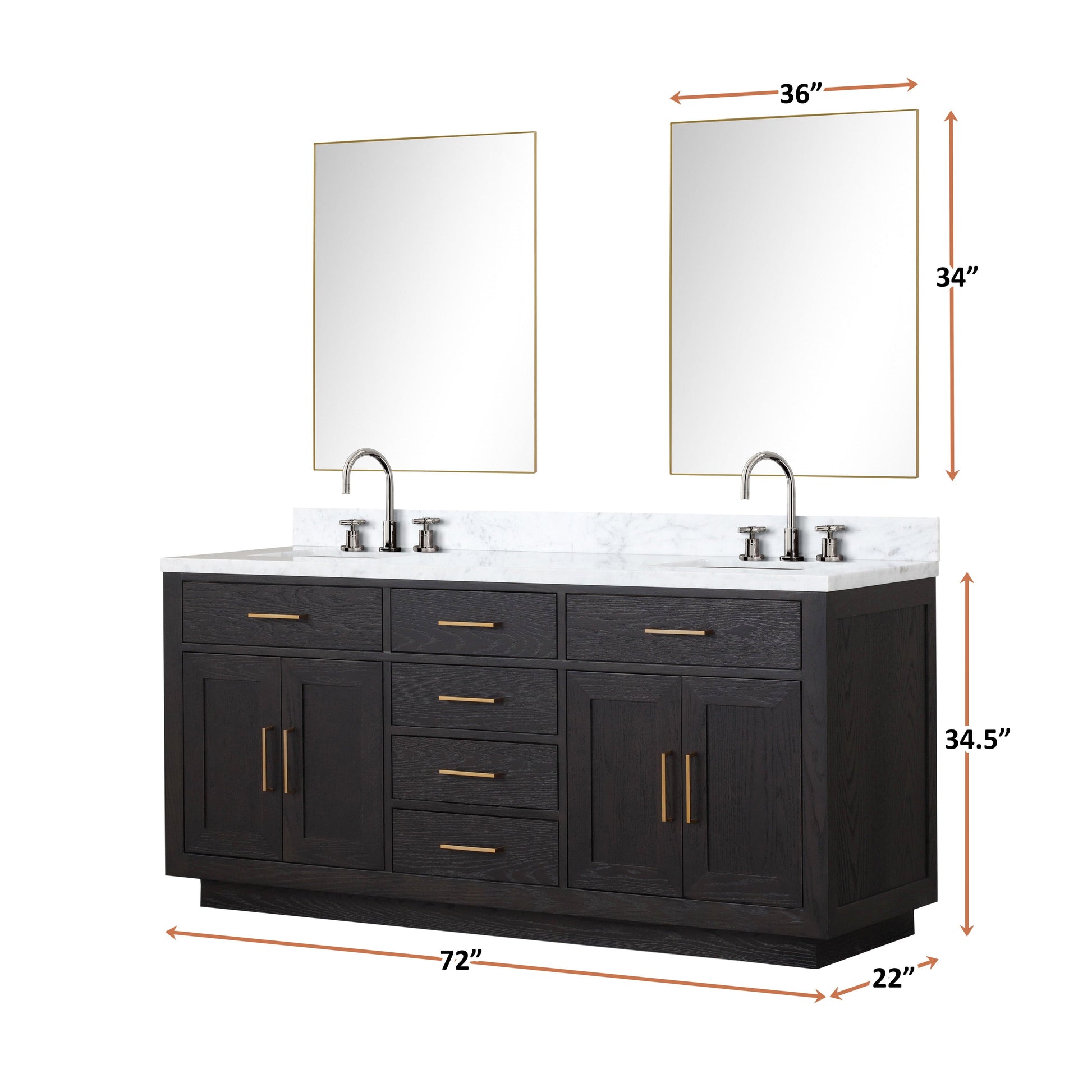 Lexora Bathroom Vanity Abbey 72" x 22" Double Bath Vanity