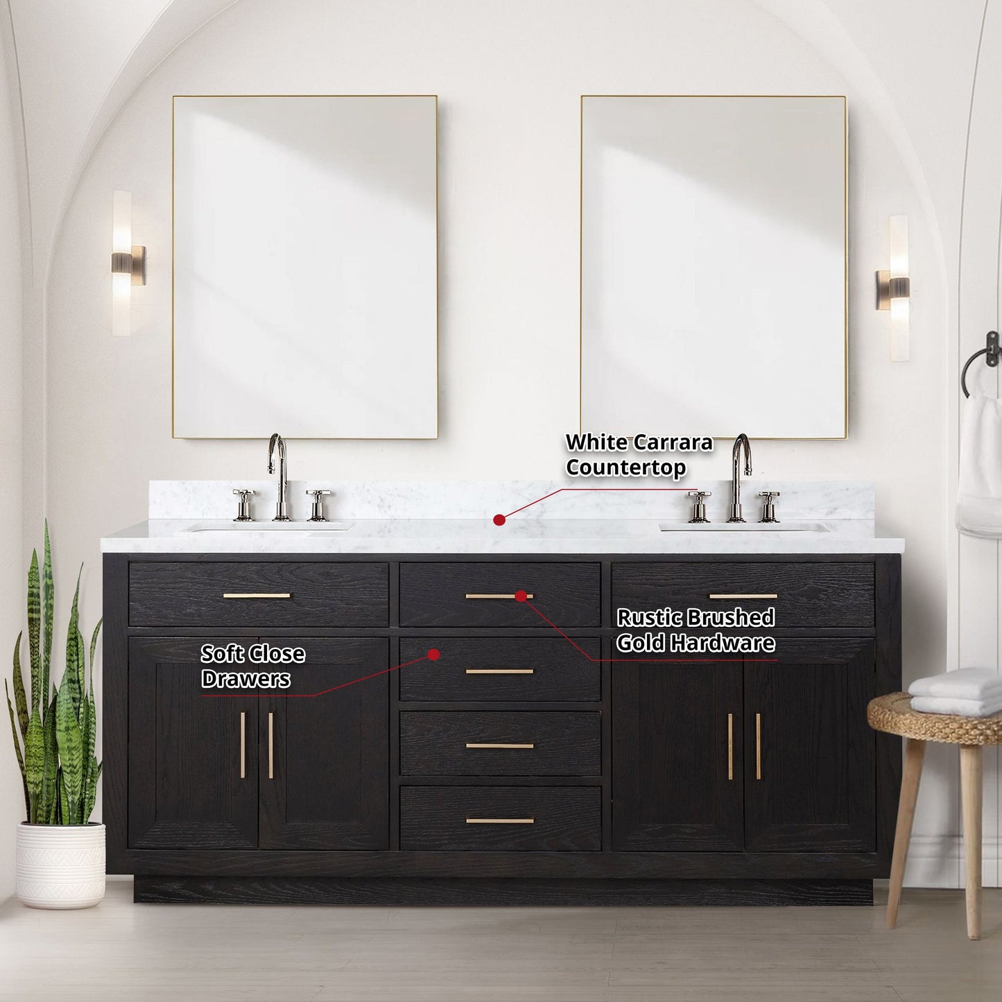 Lexora Bathroom Vanity Abbey 72" x 22" Double Bath Vanity