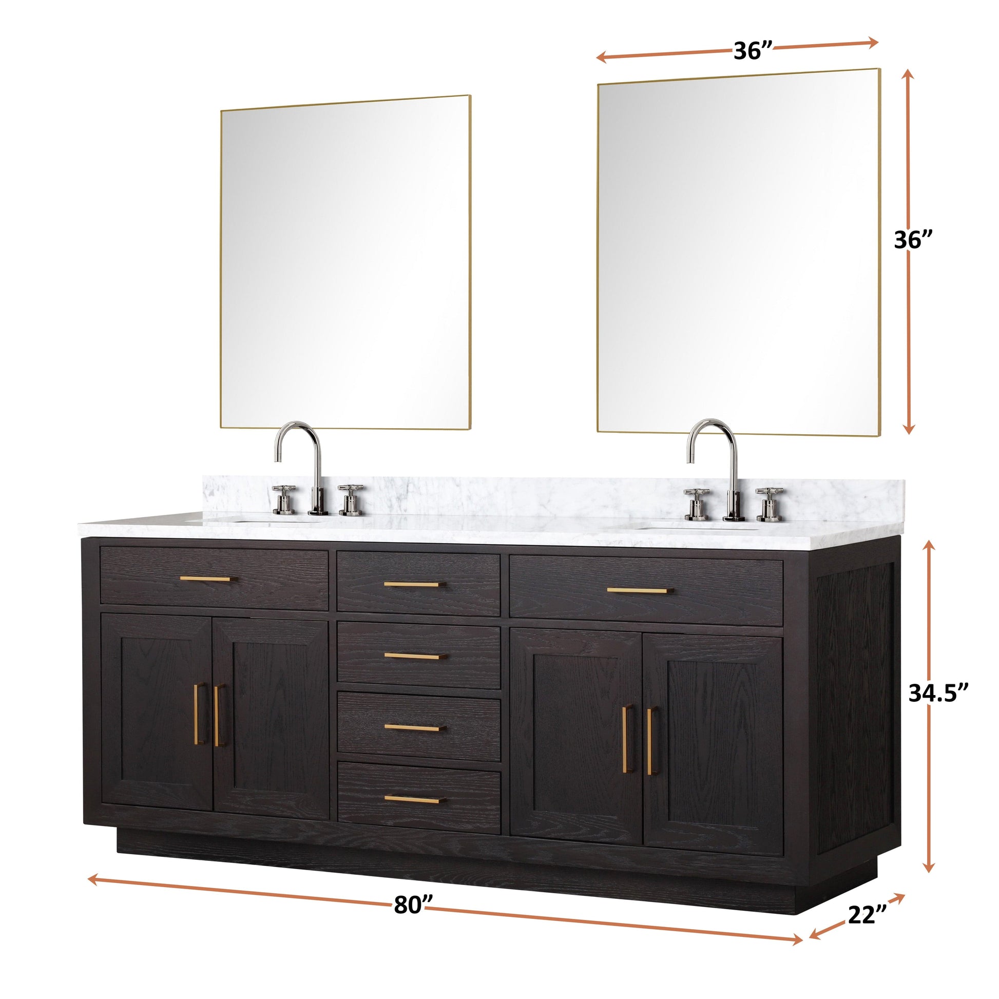 Lexora Bathroom Vanity Abbey 80" x 22" Double Bath Vanity