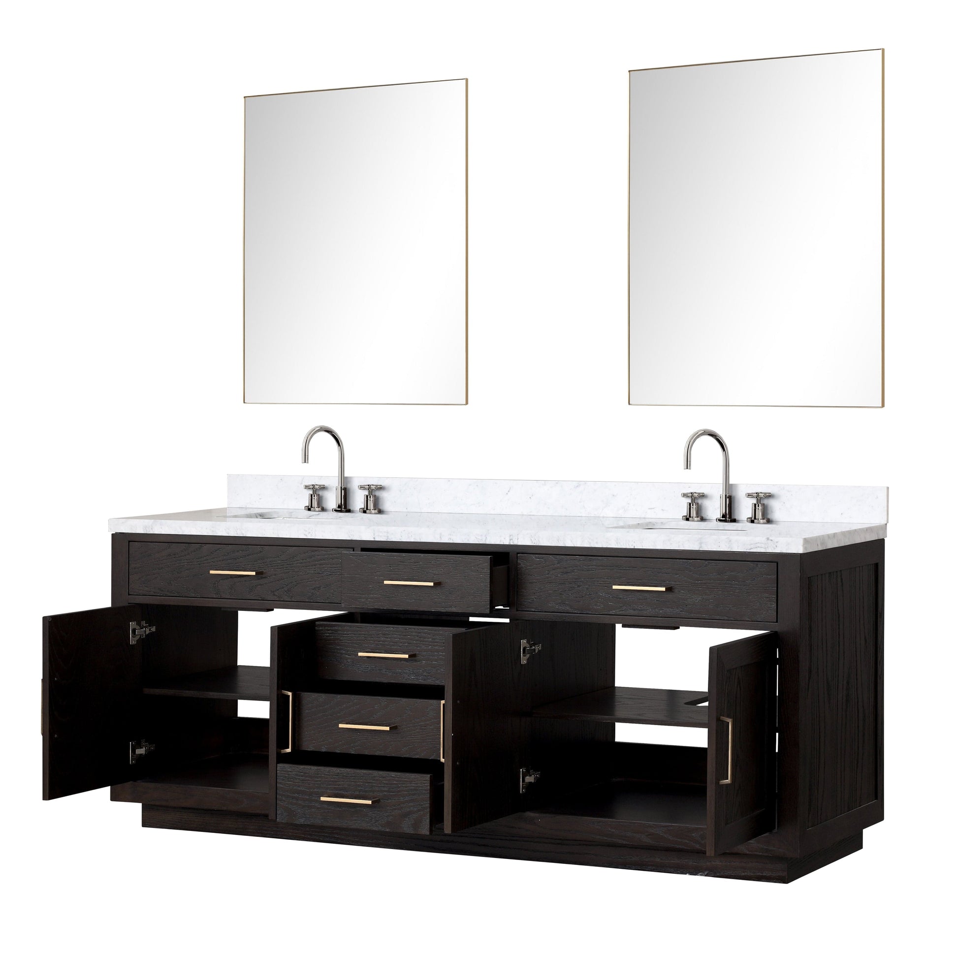 Lexora Bathroom Vanity Abbey 84inch x 22inch Double Bath Vanity - Black Oak