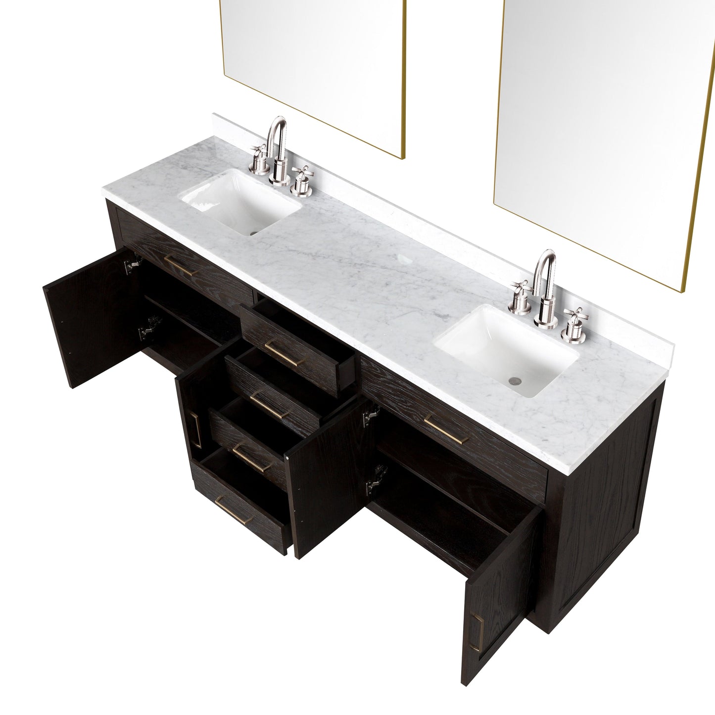 Lexora Bathroom Vanity Abbey 84inch x 22inch Double Bath Vanity - Black Oak