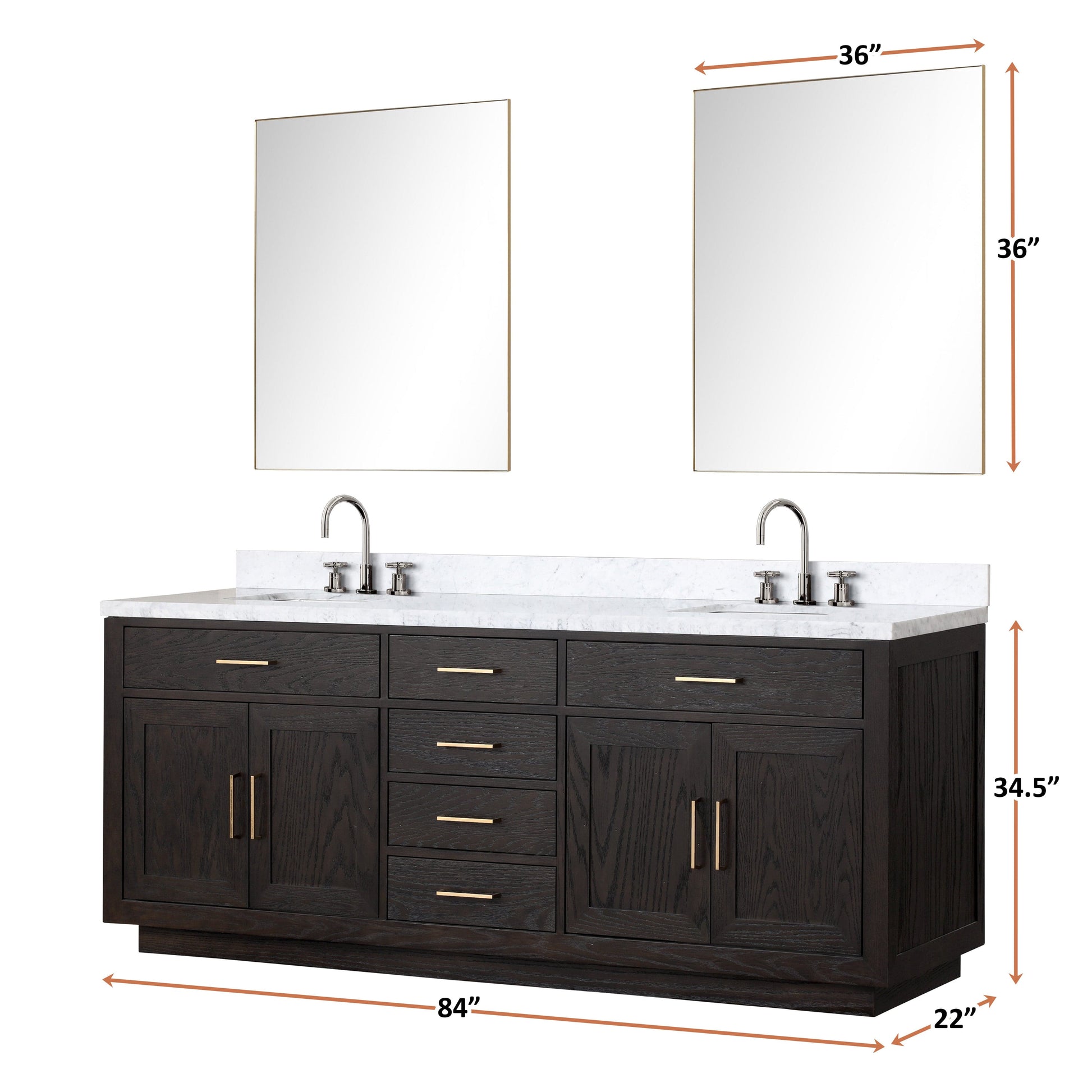 Lexora Bathroom Vanity Abbey 84inch x 22inch Double Bath Vanity - Black Oak