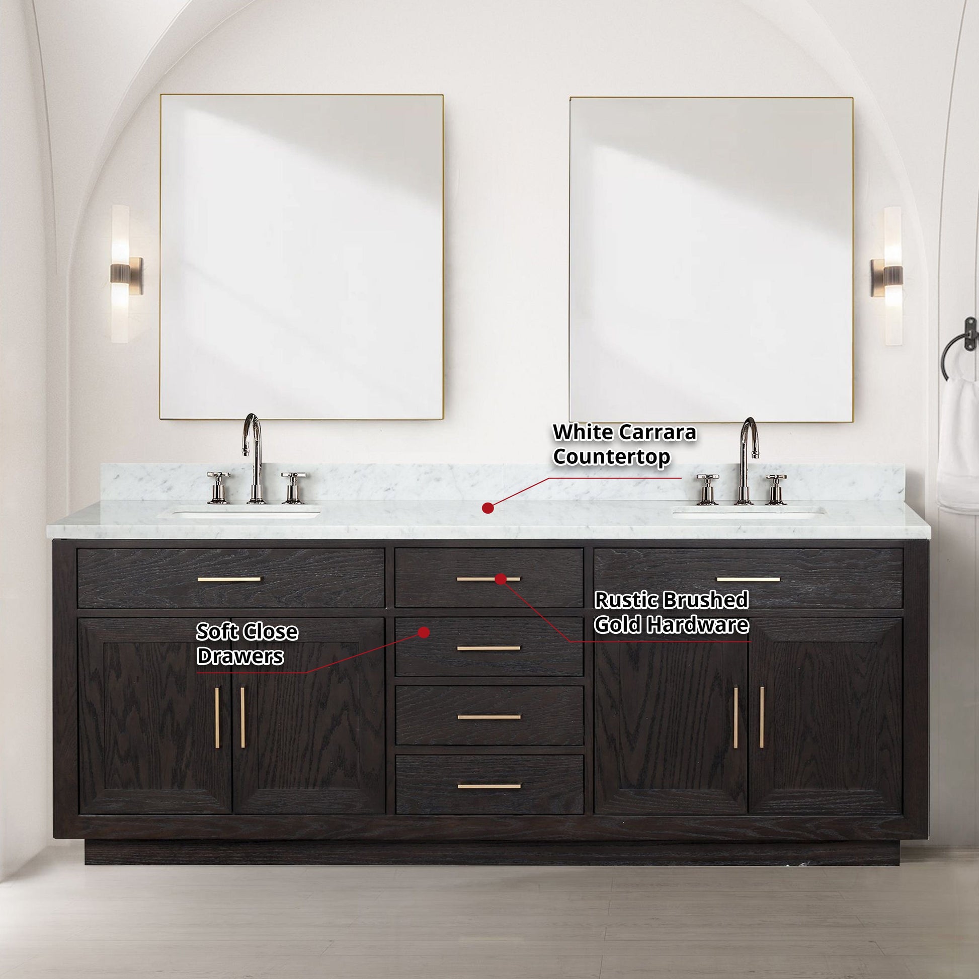 Lexora Bathroom Vanity Abbey 84inch x 22inch Double Bath Vanity - Black Oak