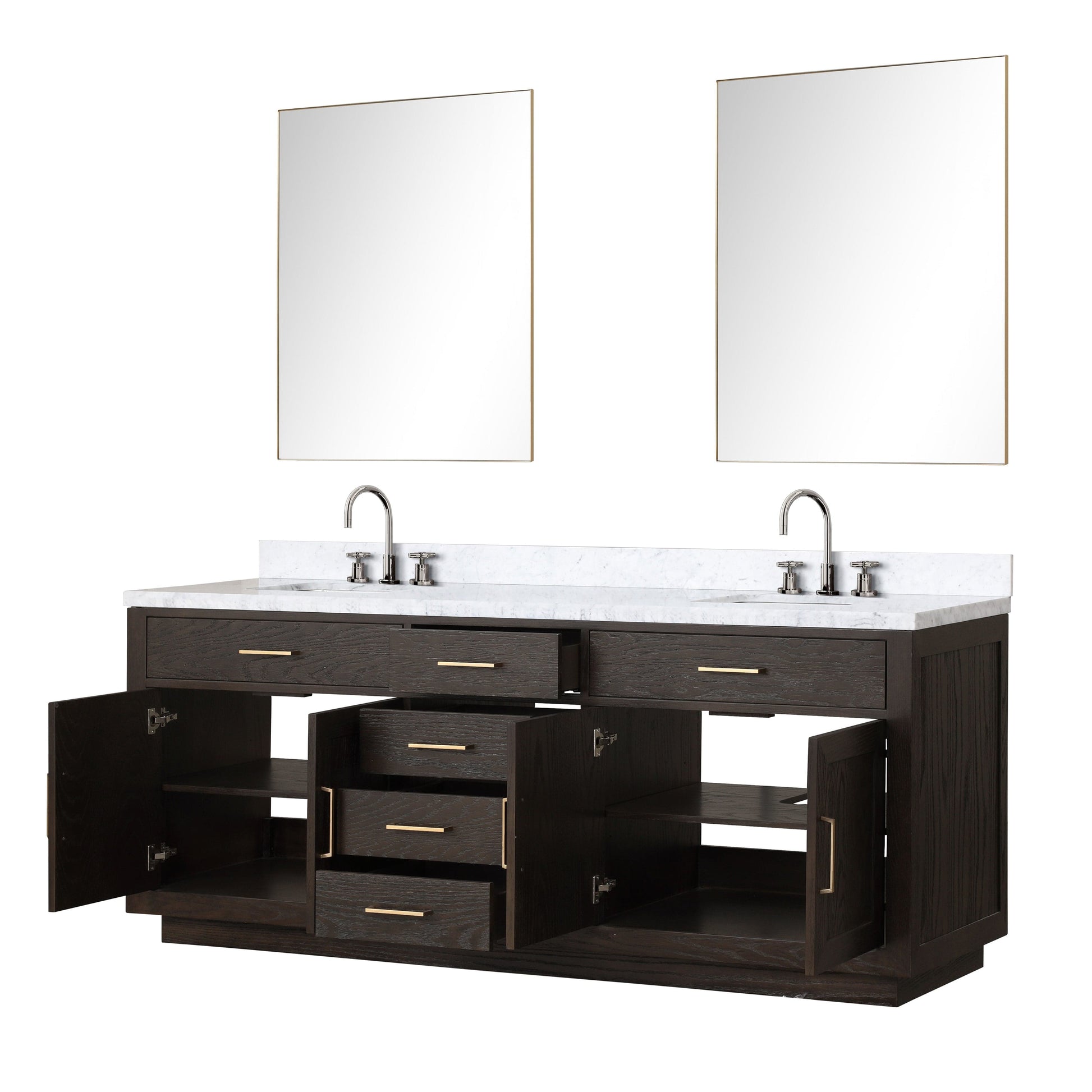 Lexora Bathroom Vanity Abbey 84inch x 22inch Double Bath Vanity - Brown Oak