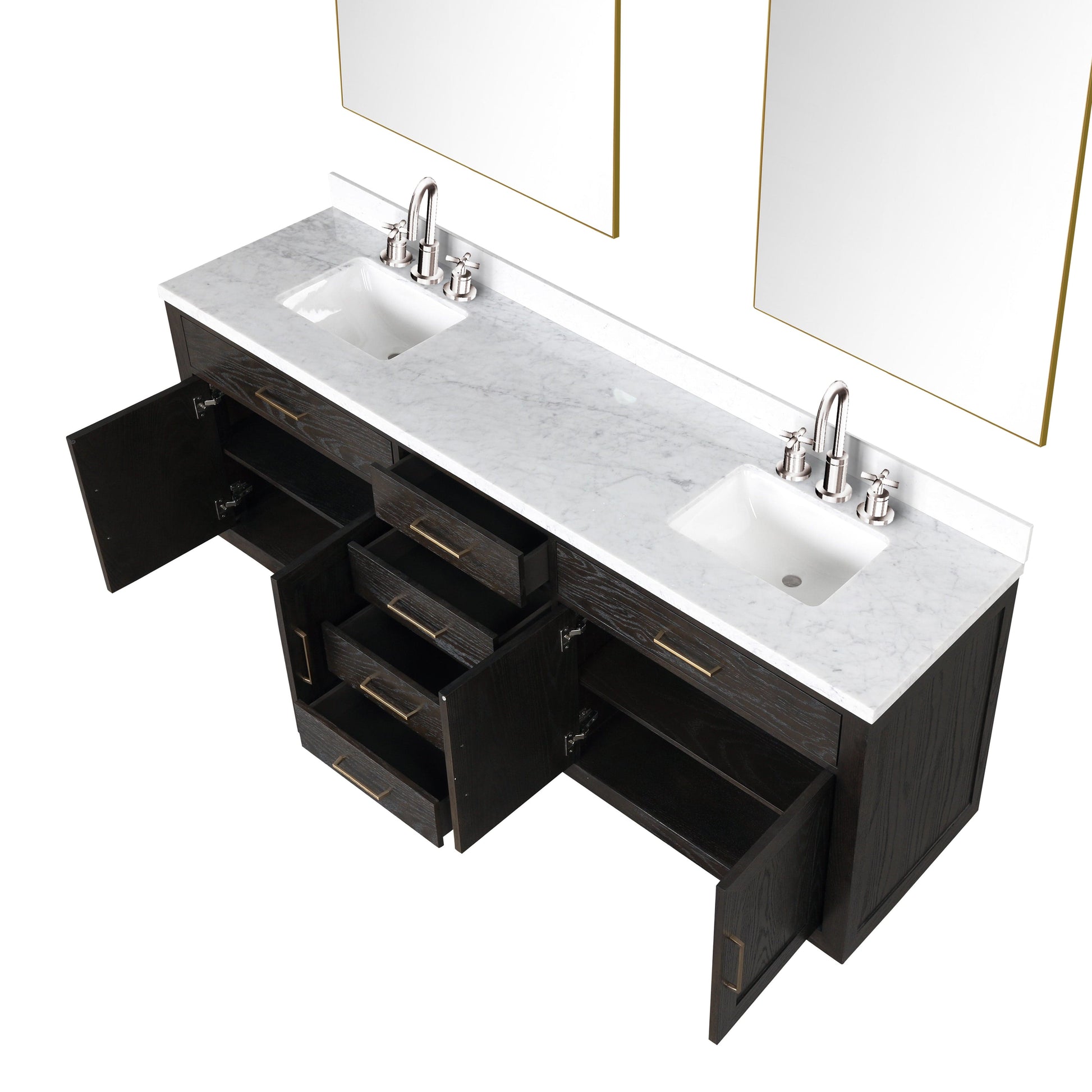 Lexora Bathroom Vanity Abbey 84inch x 22inch Double Bath Vanity - Brown Oak