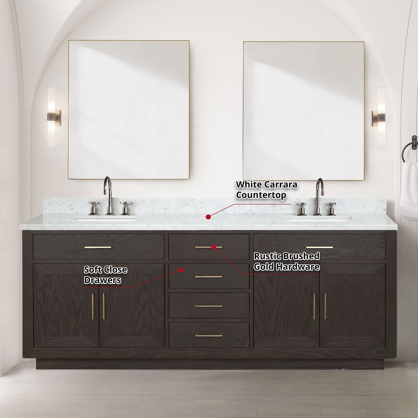Lexora Bathroom Vanity Abbey 84inch x 22inch Double Bath Vanity - Brown Oak