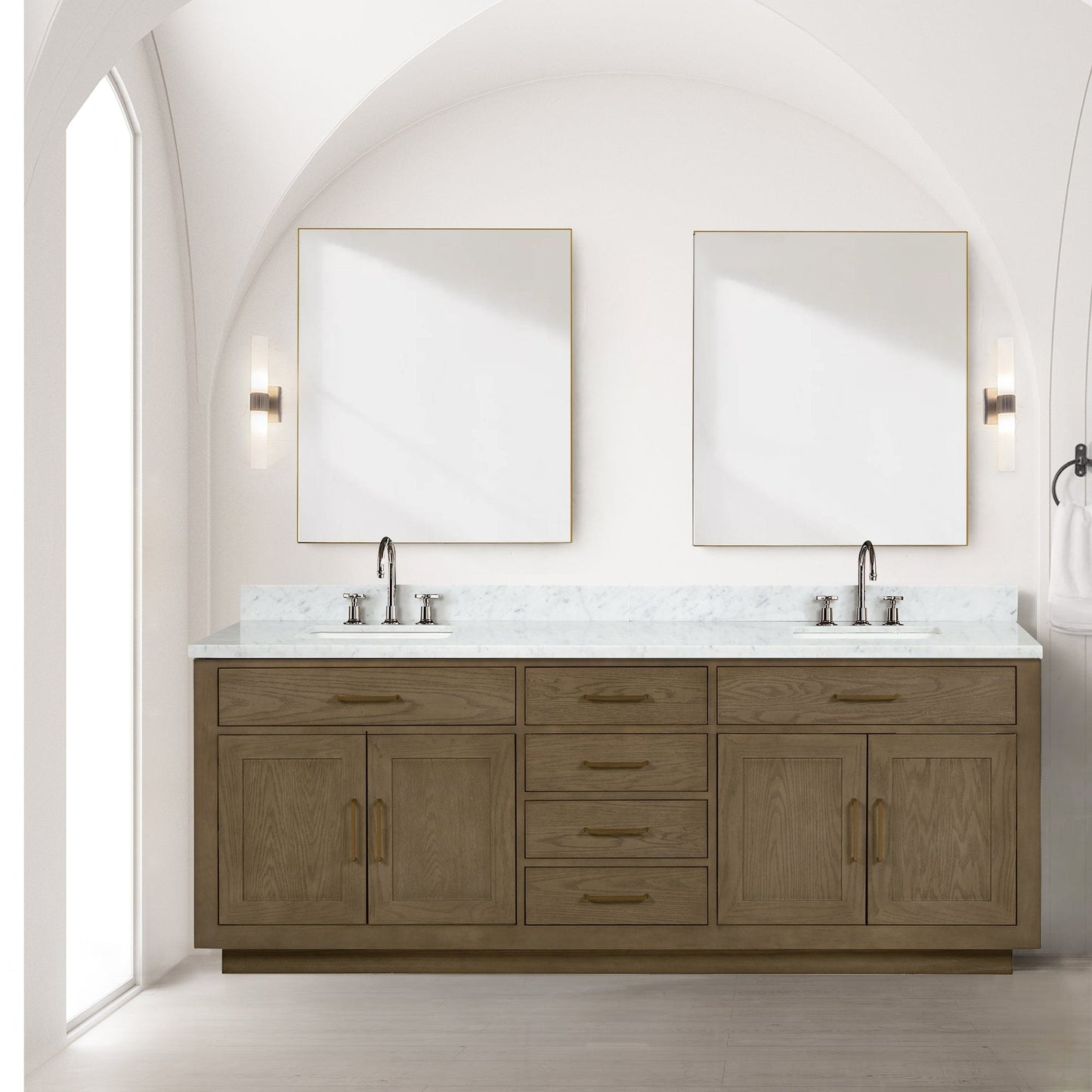 Lexora Bathroom Vanity Abbey 84inch x 22inch Double Bath Vanity - Grey Oak