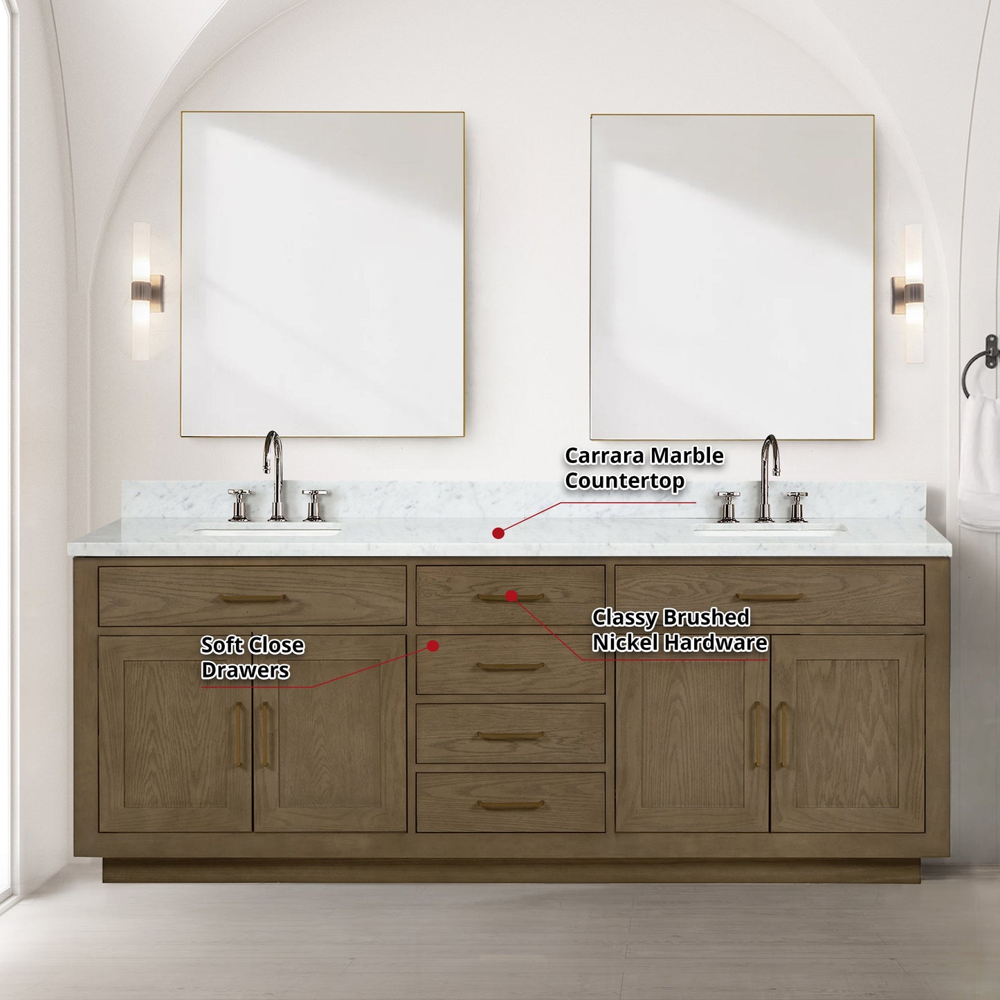 Lexora Bathroom Vanity Abbey 84inch x 22inch Double Bath Vanity - Grey Oak