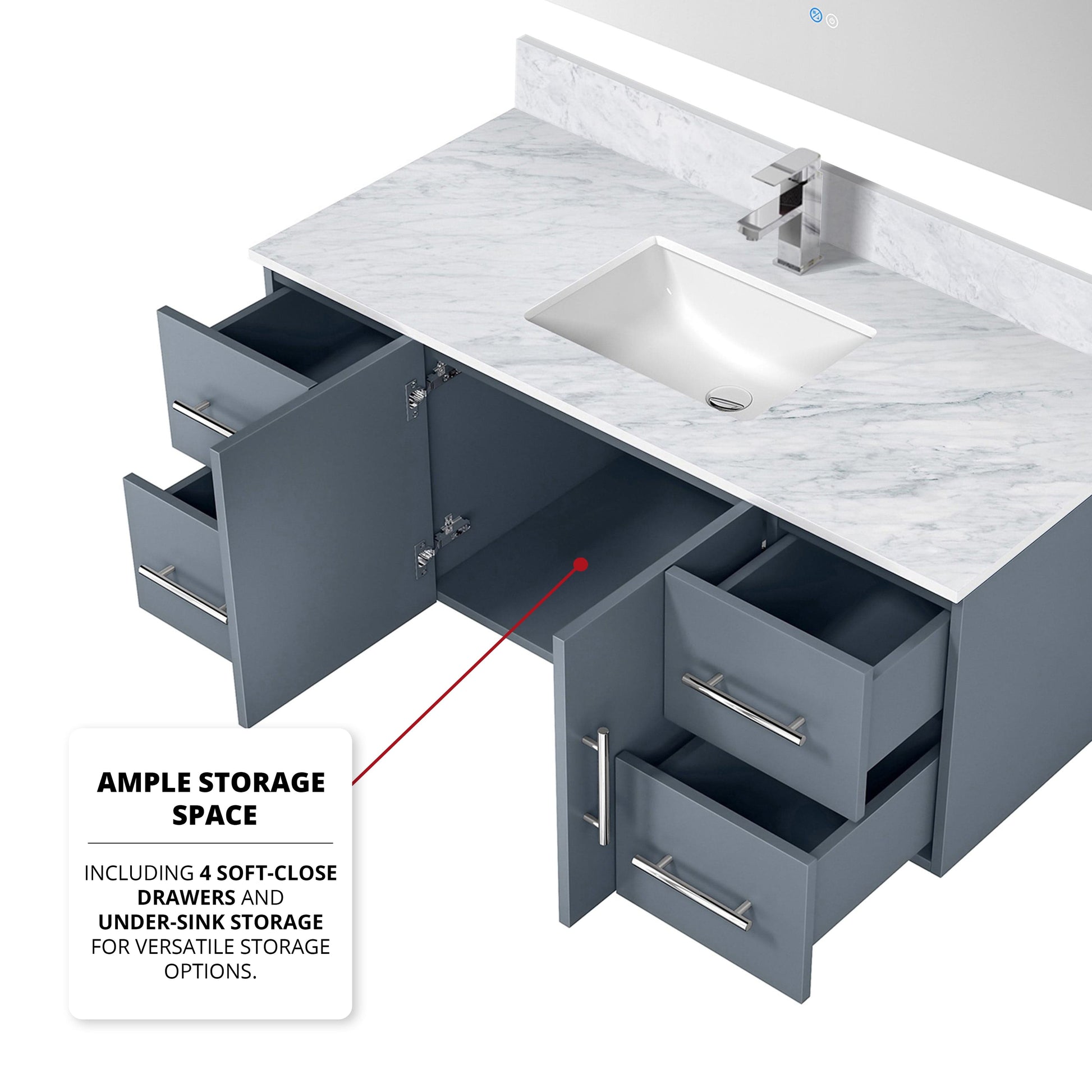 Lexora Bathroom Vanity Geneva  48" x 22" Bath Vanity