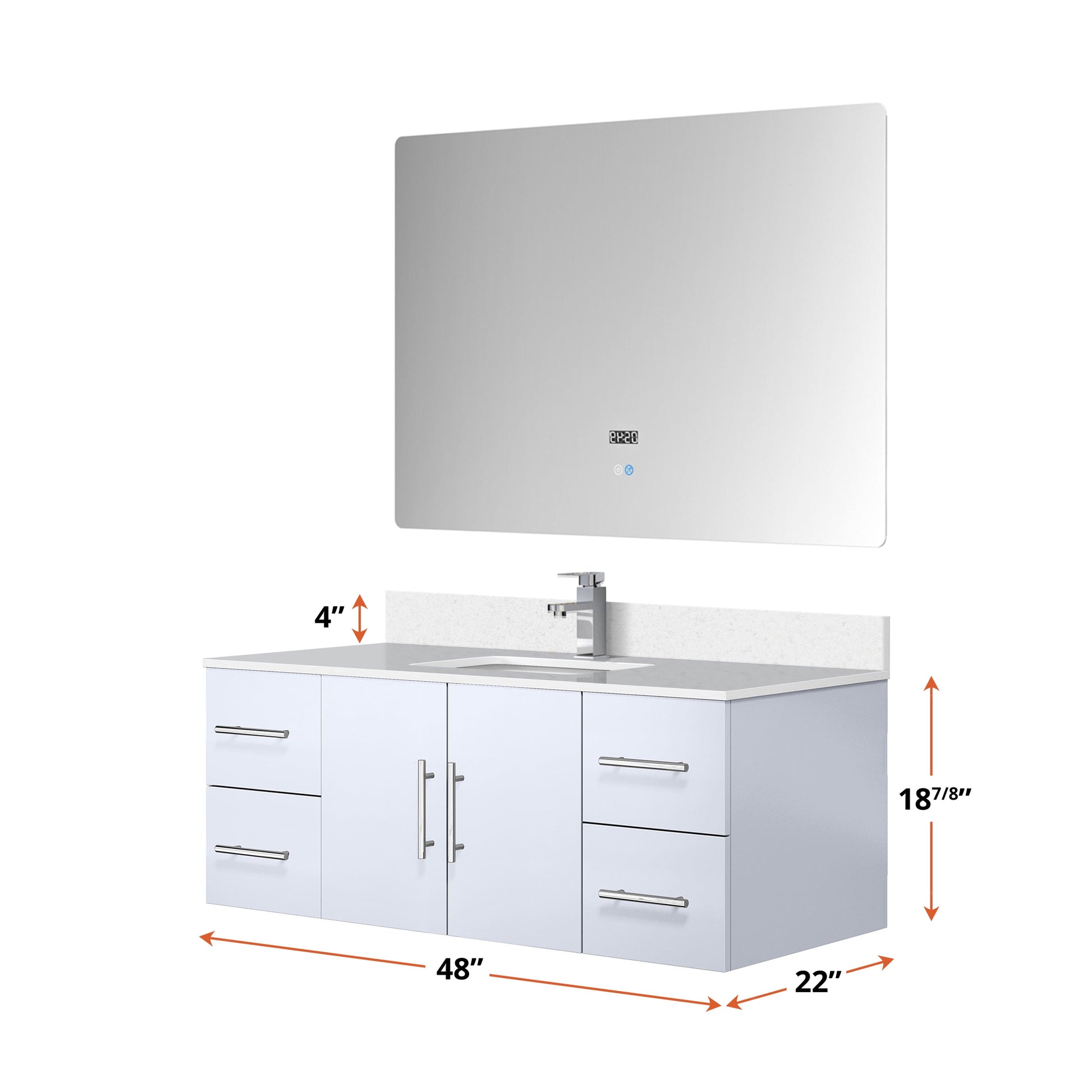 Lexora Bathroom Vanity Geneva  48" x 22" Bath Vanity