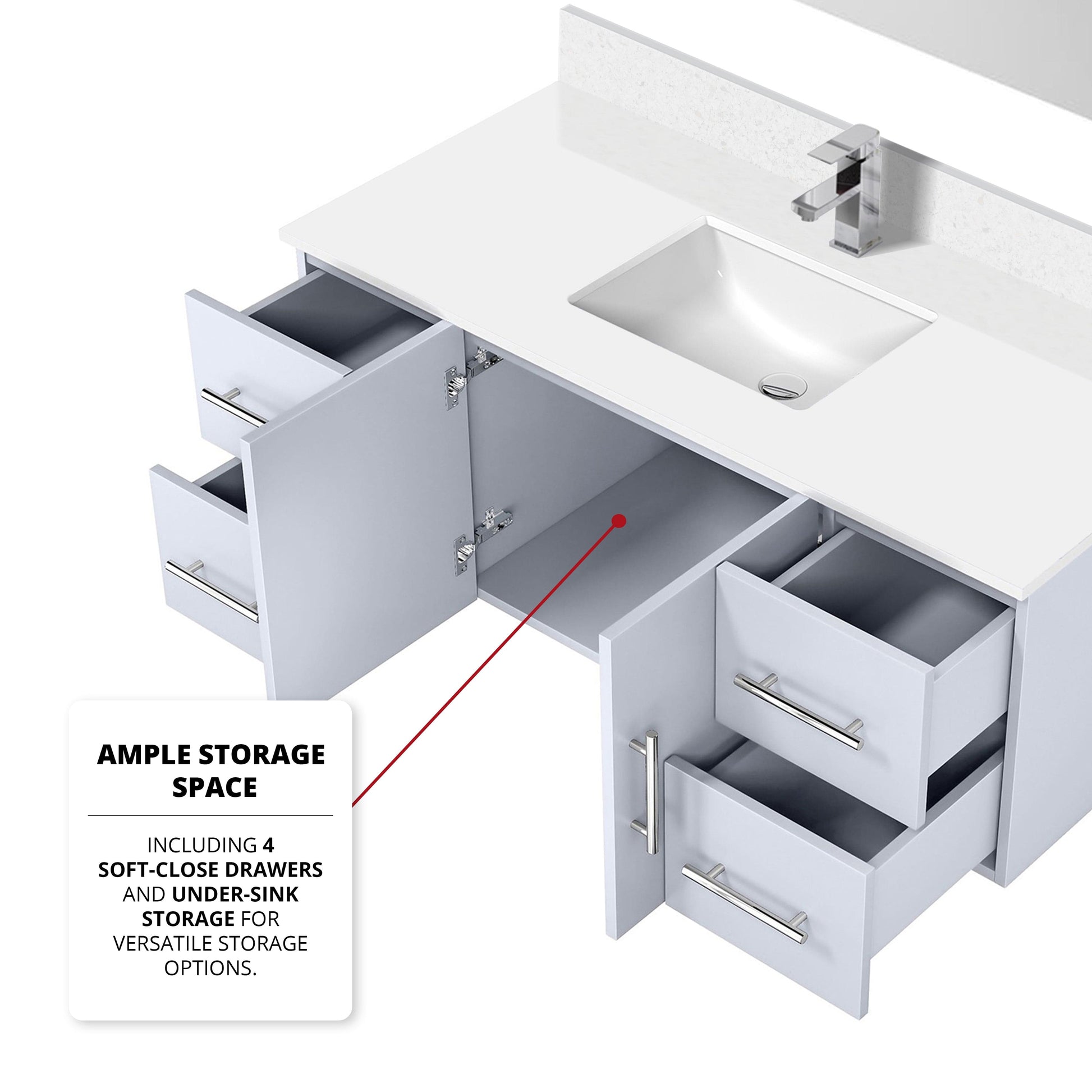 Lexora Bathroom Vanity Geneva  48" x 22" Bath Vanity