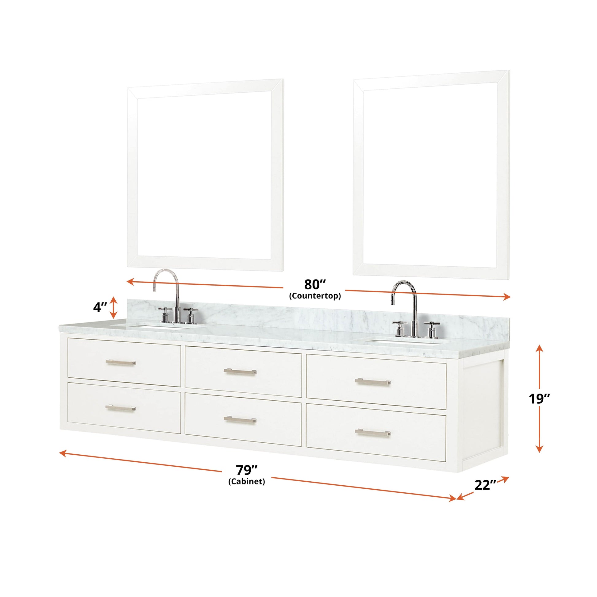 Lexora Bathroom Vanity CCaldona 80" x 22" Double Bath Vanity