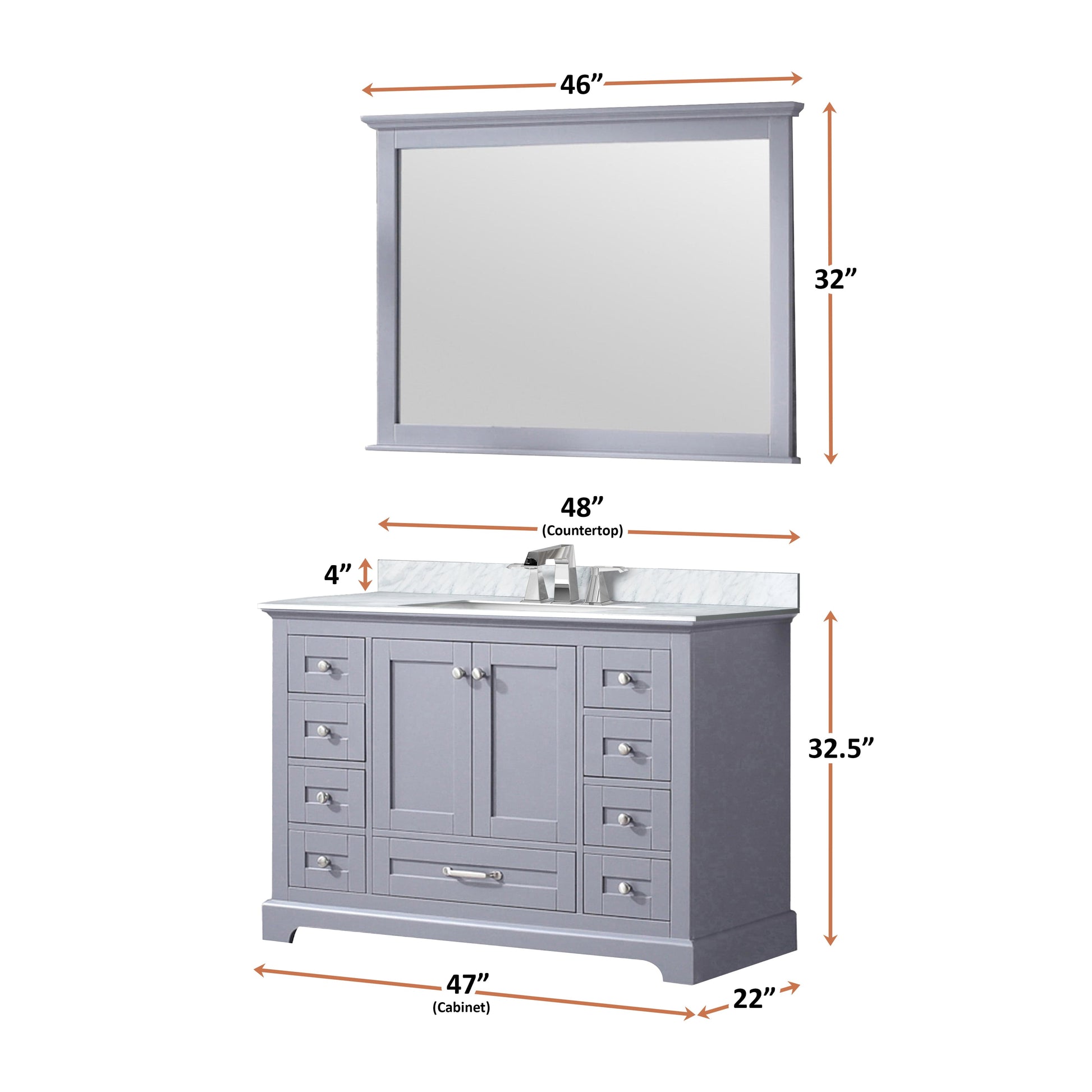 Lexora Bathroom Vanity Dukes 48 in. W x 22 Single Bath Vanity