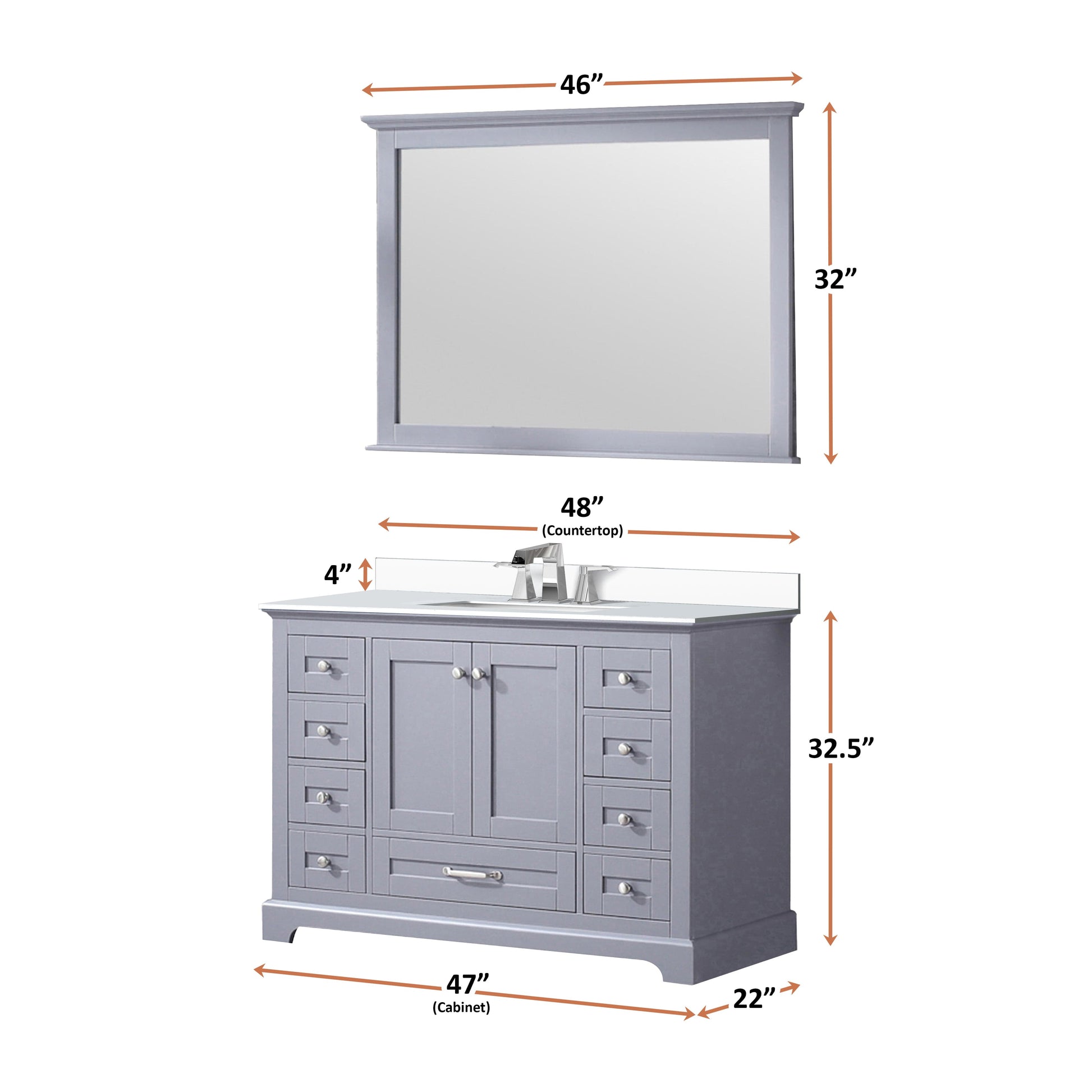 Lexora Bathroom Vanity Dukes 48" x 22" Single Bath Vanity