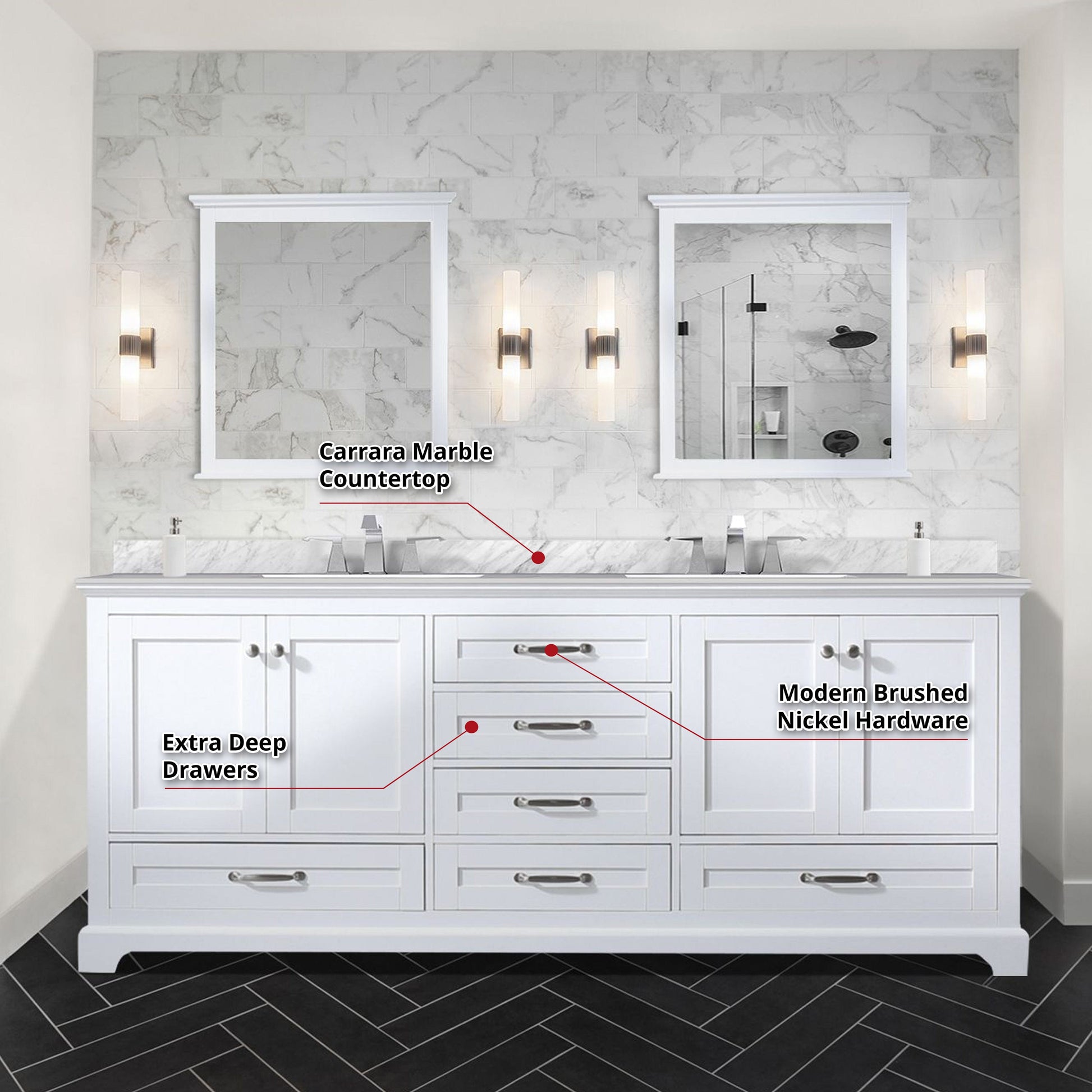 Lexora Bathroom Vanity Dukes 80" x 22" Double Bath Vanity