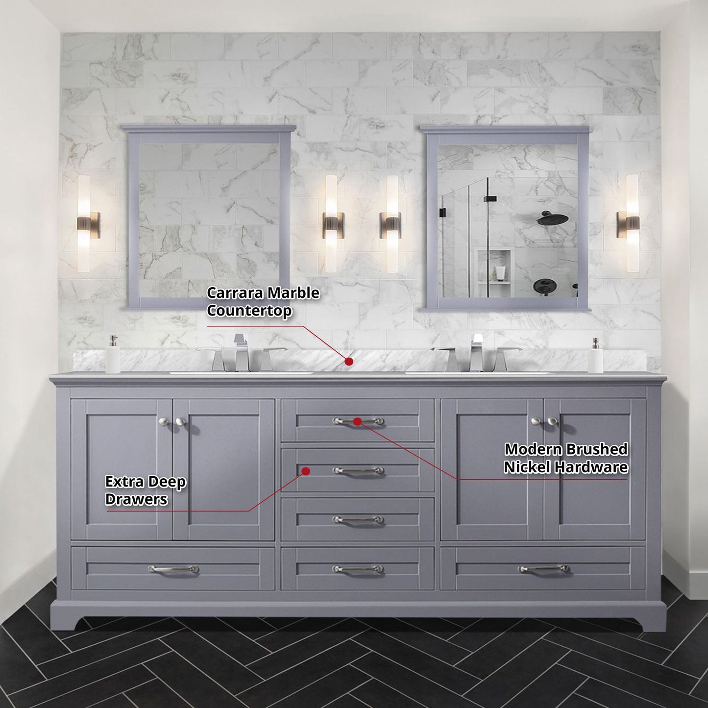 Lexora Bathroom Vanity Dukes 80" x 22" Double Bath Vanity