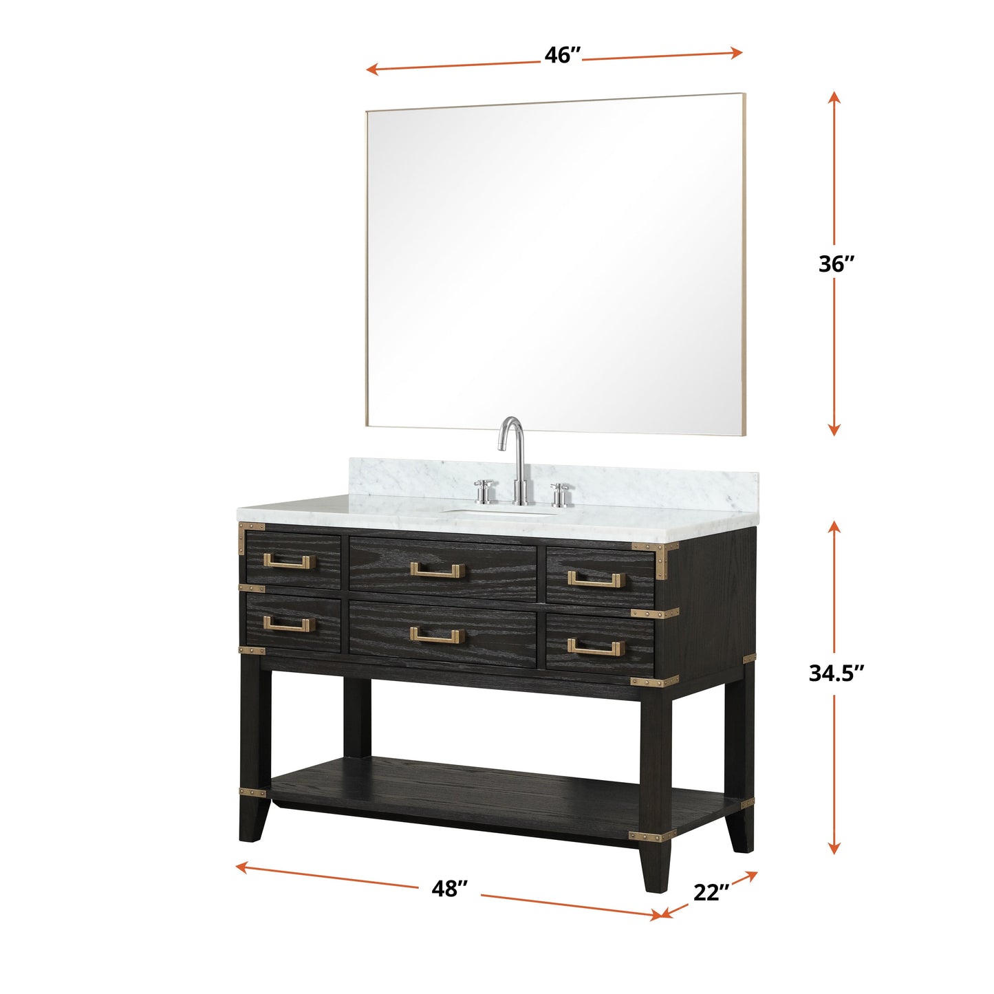 Lexora Bathroom Vanity Norwalk 48" x 22" Single Bath Vanity