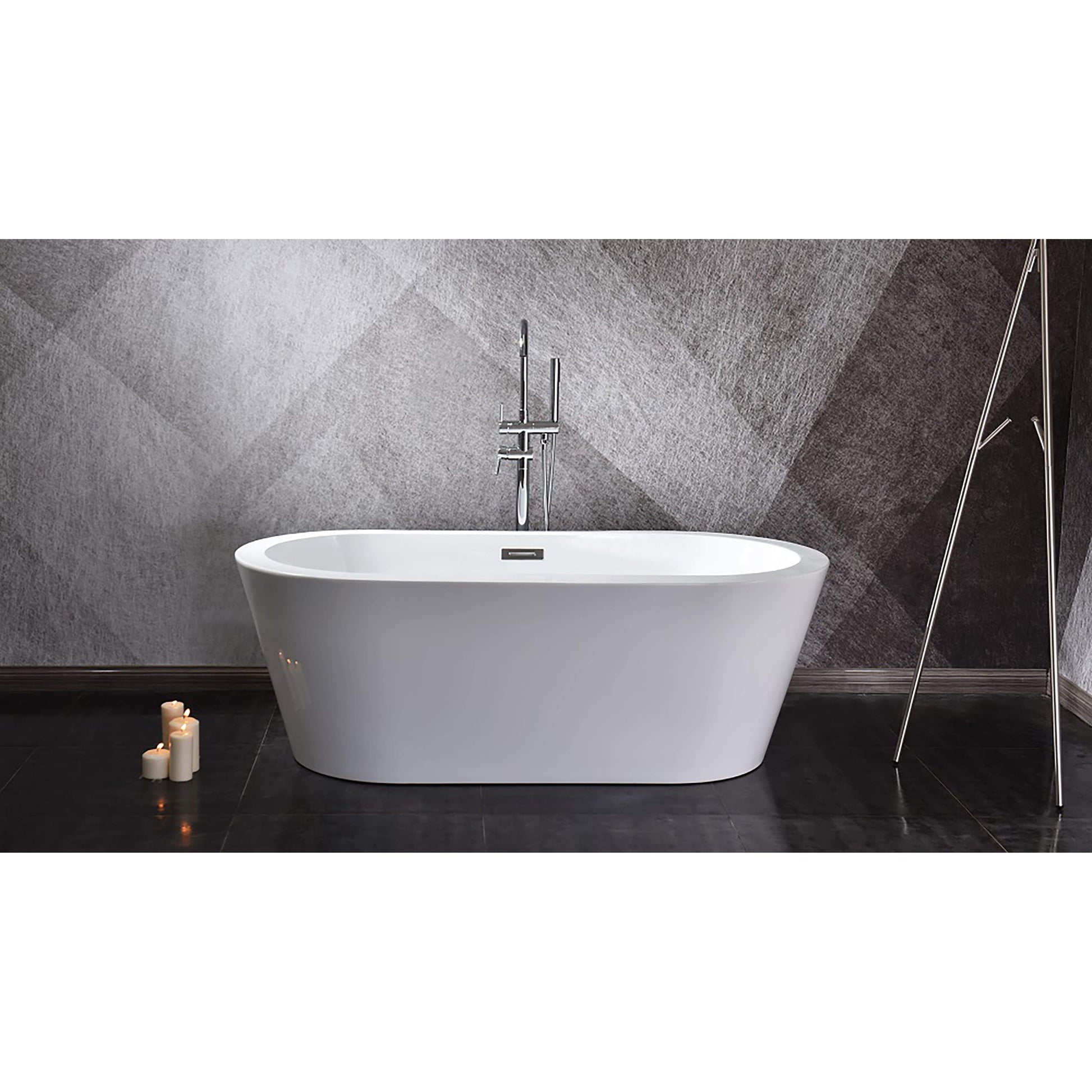 Bell + Modern Bathtubs and Tub Fillers 59" x 29.5" x 22" Telluride Free Standing Acrylic Bathtub with Chrome Drain