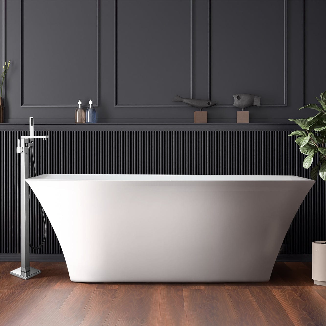Bell + Modern Bathtubs and Tub Fillers Sanibel in White Freestanding Acrylic Flatbottom Soaking Bathtub