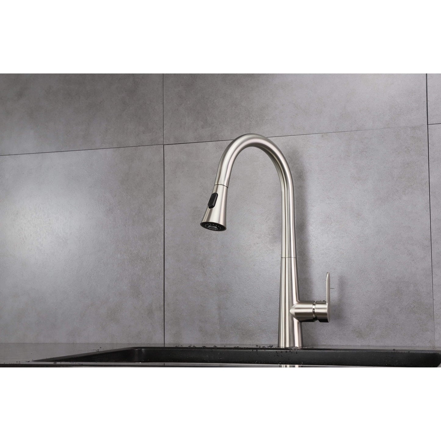 Lexora Faucet Brushed Nickel Finish Furio Brass Kitchen Faucet w/ Pull Out Sprayer