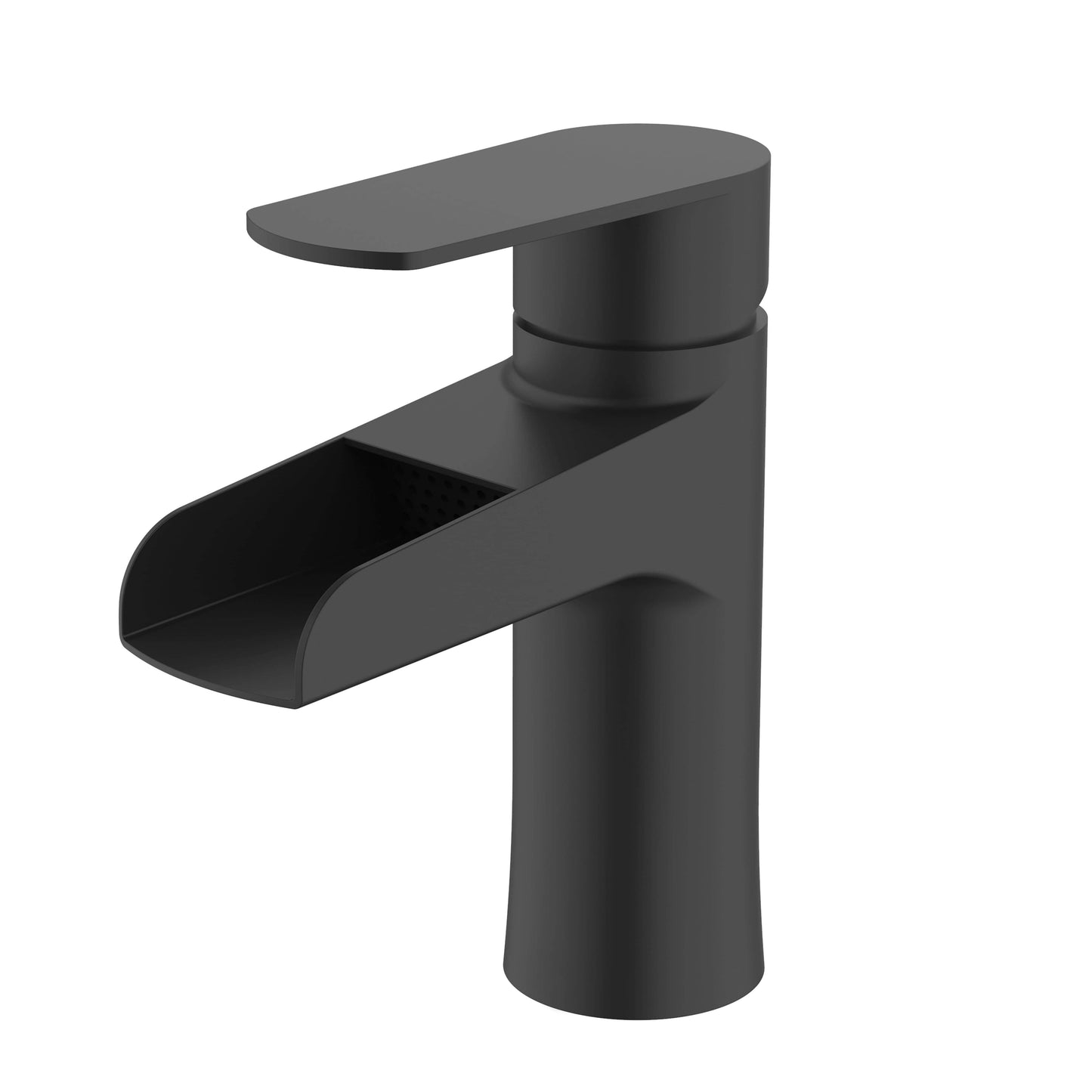 Lexora Faucet Matte Black Cascata Nera Stainless Steel Single Hole Waterfall Bathroom Faucet