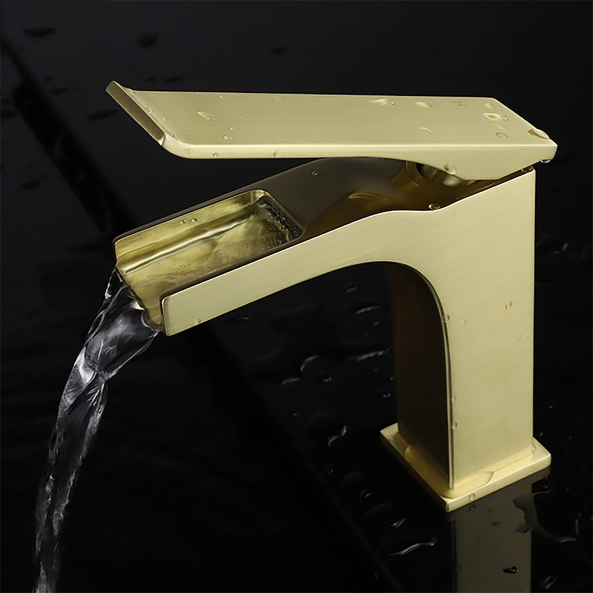 Lexora Faucet Balzani Brass Single Hole Waterfall Bathroom Faucet