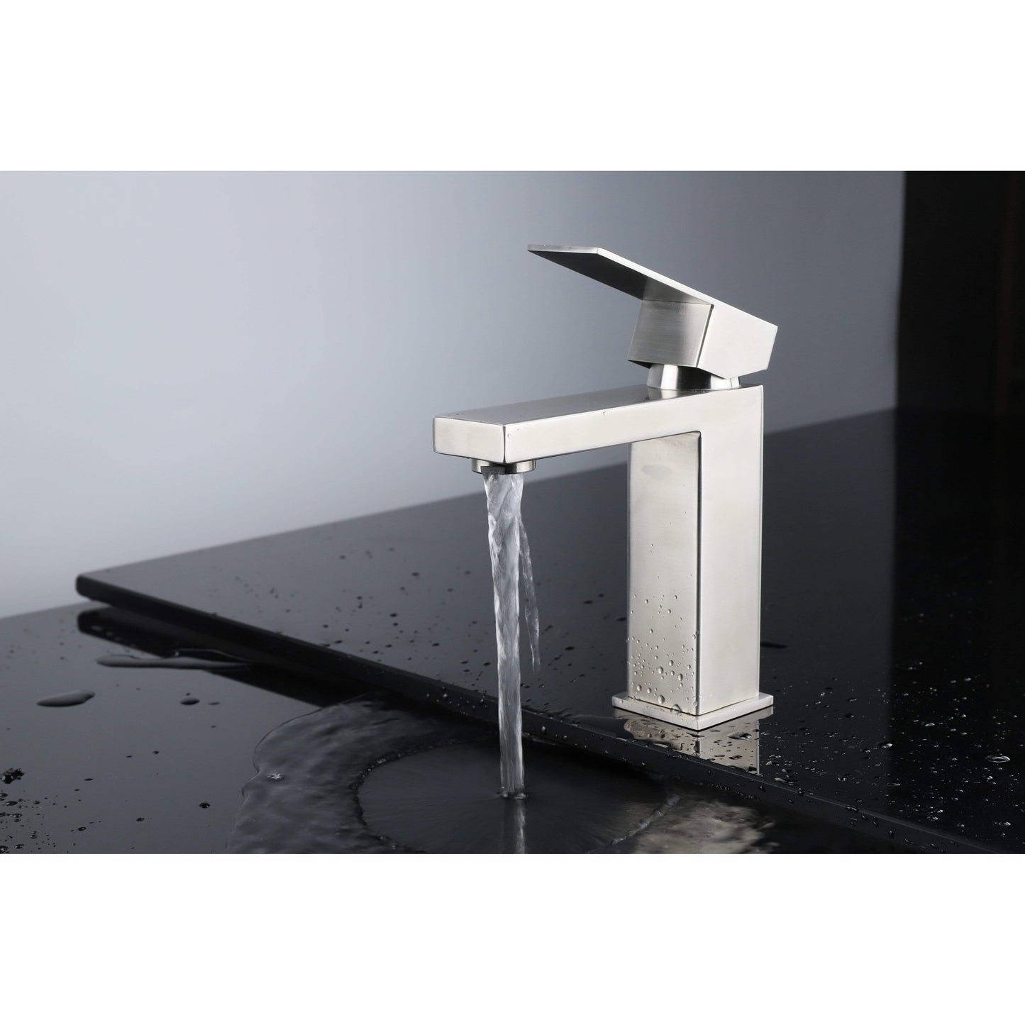 Lexora Faucet Satin Nickel St. Lucia Stainless Steel Single Hole Bathroom Faucet